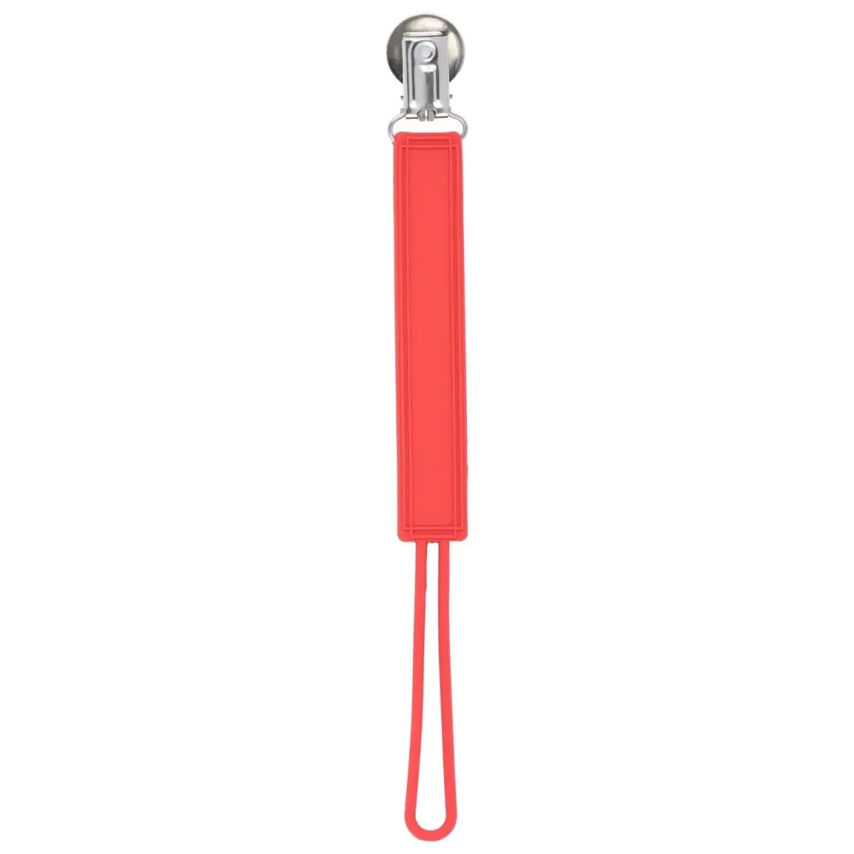 Three Little Tots Classic Red All Silicone One Piece Pacifier Clip - 
