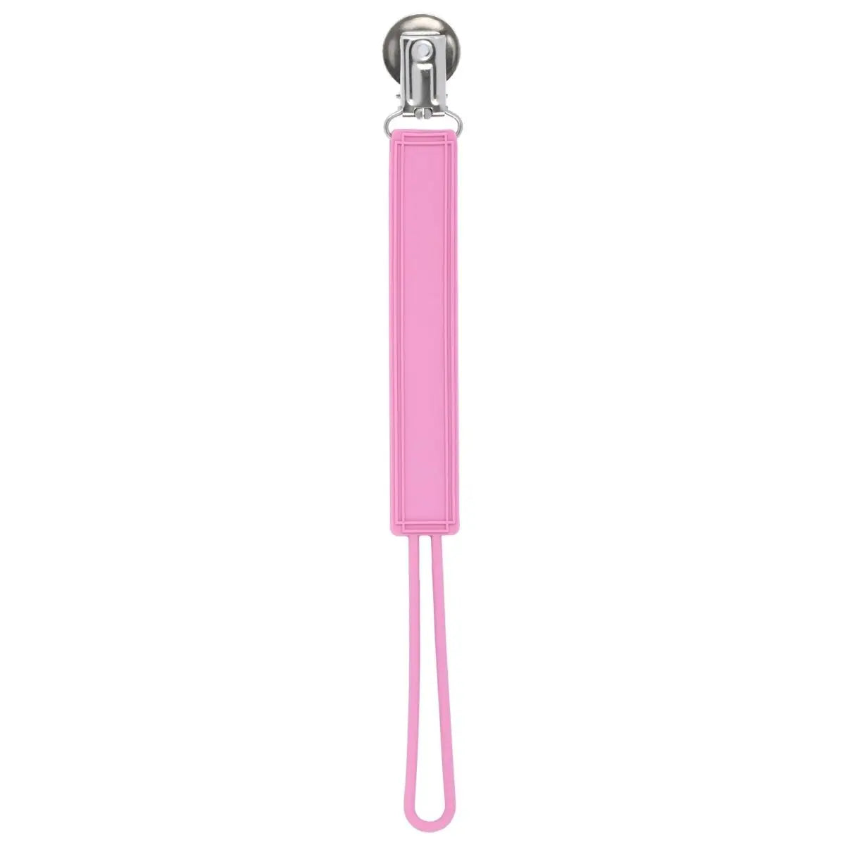 Three Little Tots Classic Rose Pink All Silicone One Piece Pacifier Clip - 