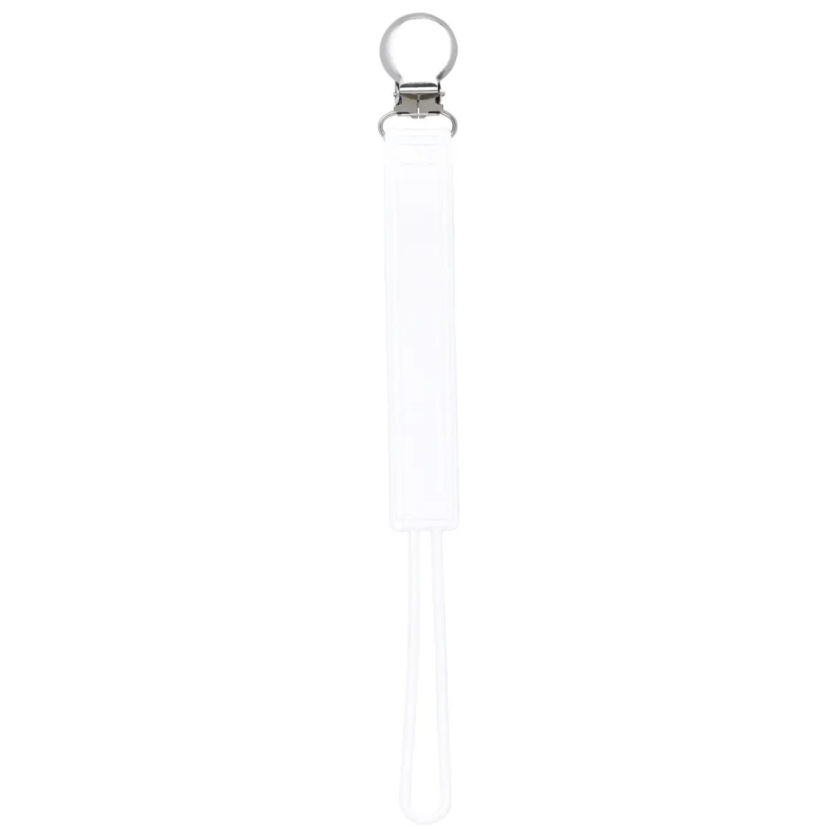 Three Little Tots Classic White All Silicone One Piece Pacifier Clip - 