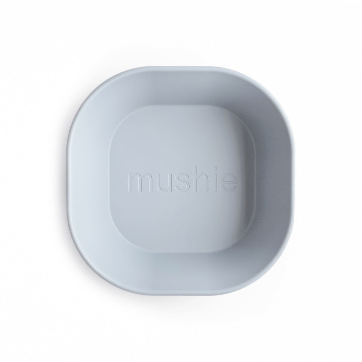 Mushie square silicone baby dinnerware bowls for feeding.