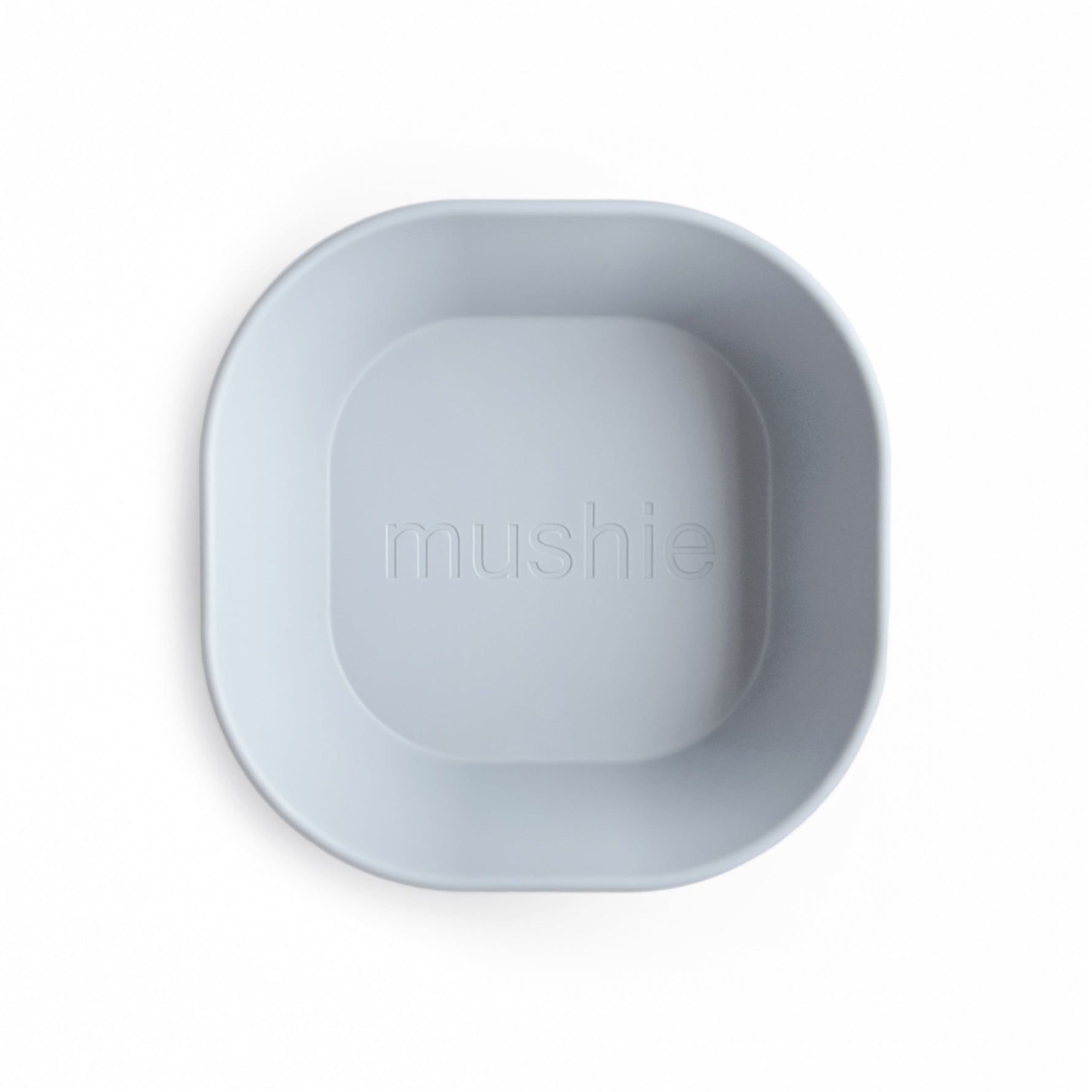 Mushie square silicone baby dinnerware bowls for feeding.