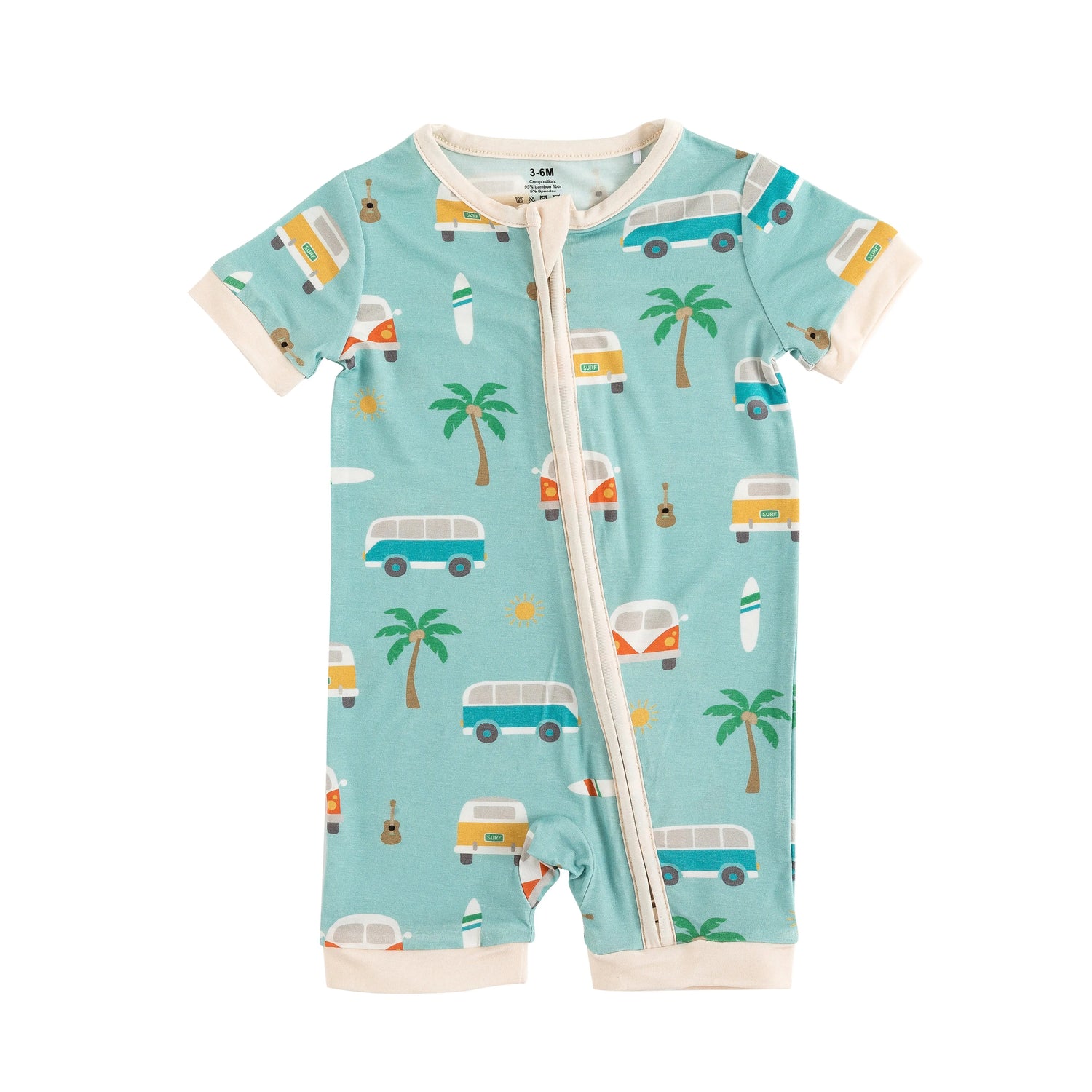 Dreamlet Coastal Cruising Romper Baby Beach Print Retro Vibes - Apparel & Accessories > Clothing > Baby & Toddler Clothing > Baby & Toddler Sleepwear Romper