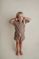 Three Little Tots Cocoa Sands Brown Waffle Two Piece Set - 