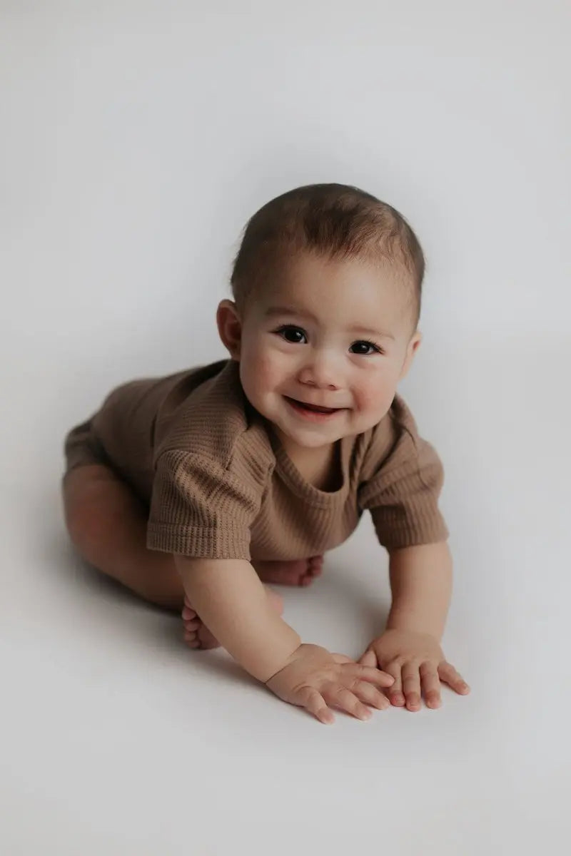 Three Little Tots Cocoa Sands Brown Waffle Two Piece Set - 