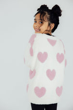 Coconut And Light Pink Heart Cozy Cardigan For Girls Mila & Rose ® Everetts Place: Online Boutique