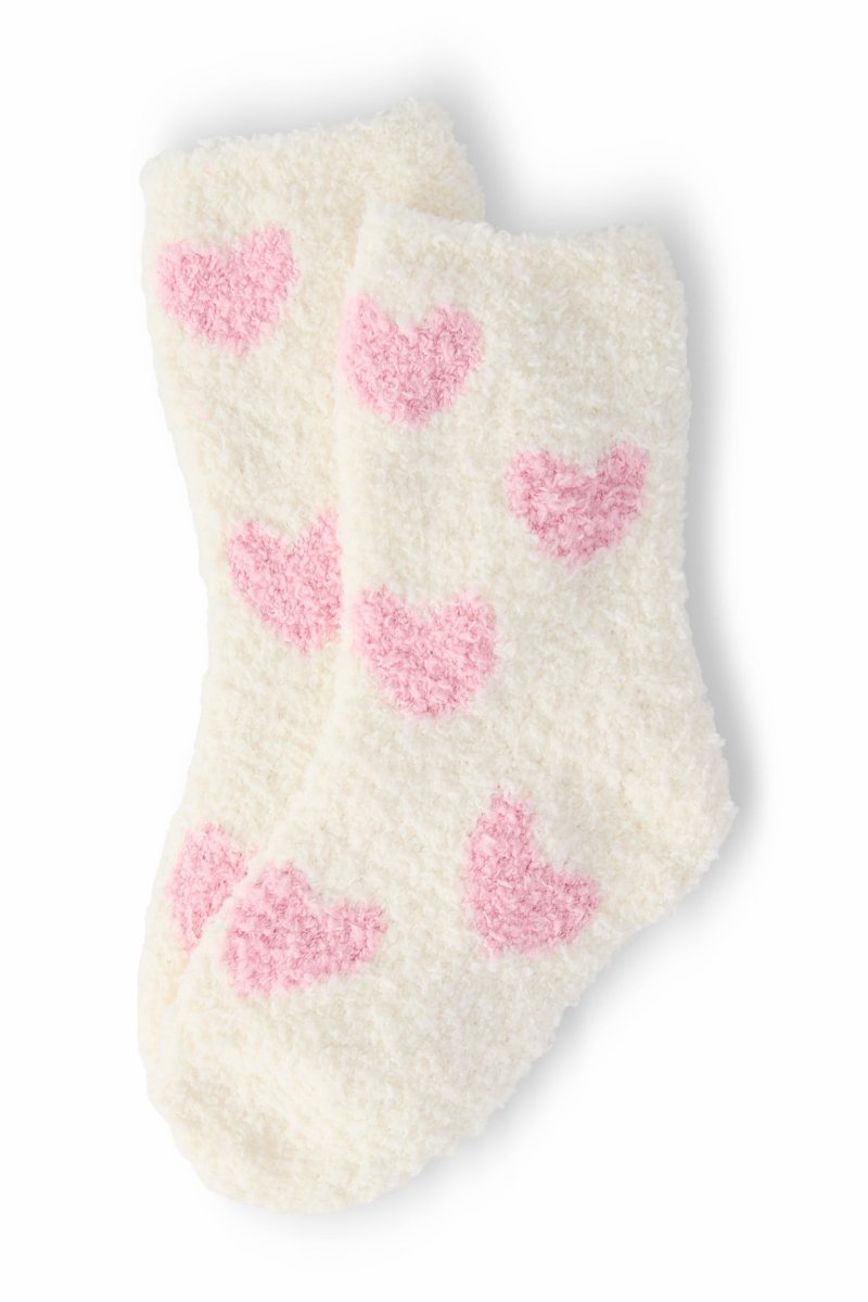 Mila & Rose ® Coconut Light Pink Heart Cozy Socks for Kids Warm Everyday - Everetts Place Boutique - 