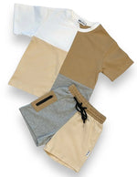 Color Block Short Set, Tan Miller & Co. Everetts Place Boutique
