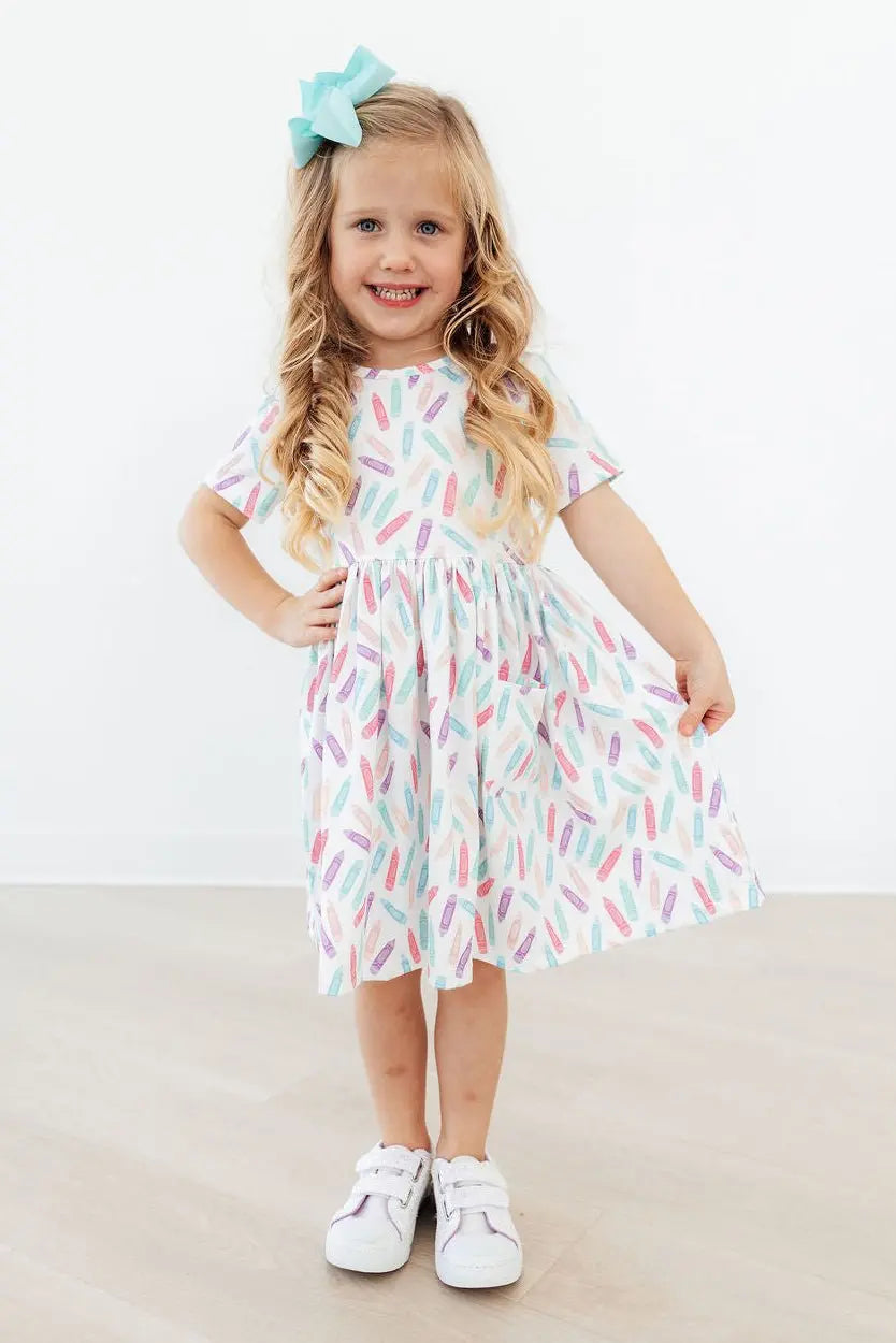 Mila & Rose ® Color Crayons S/S Pocket Twirl Dress - 