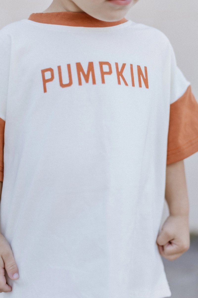Little Joy Co. Colorblock Pumpkin Oversized Tee or T-Shirt Romper - Everetts Place Boutique - 