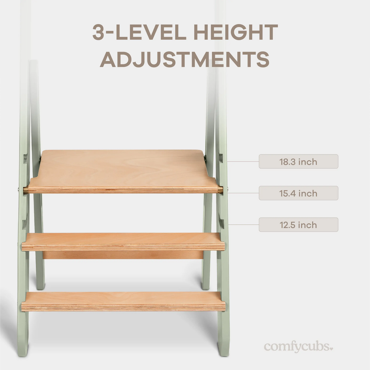 Comfy Cubs Adjustable Kids Step Stool Sage Montessori Tower Ages 3 And Up Comfy Cubs 