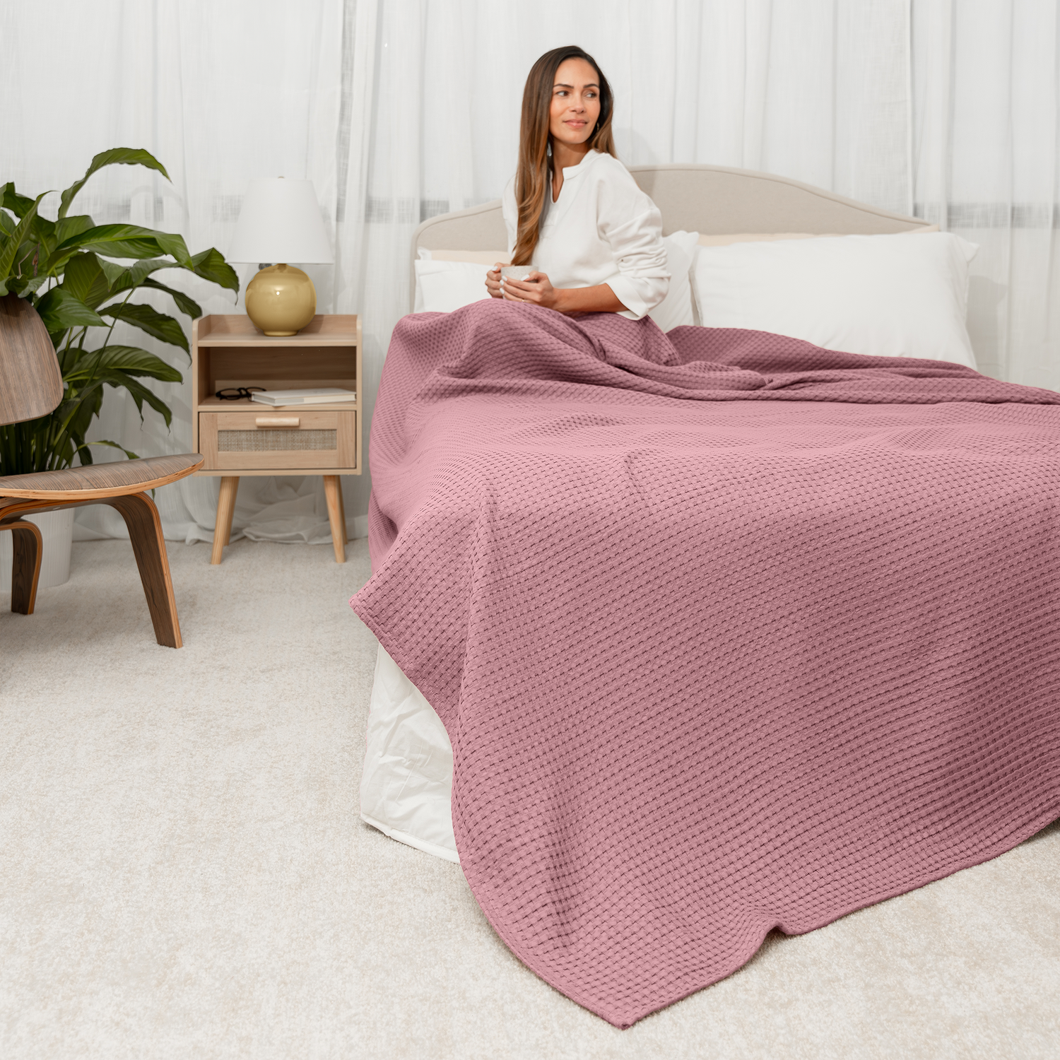 Comfy Cubs Adult Waffle Blanket Mauve Soft Cotton Cozy Comfy Cubs Everetts Place: Online Boutique