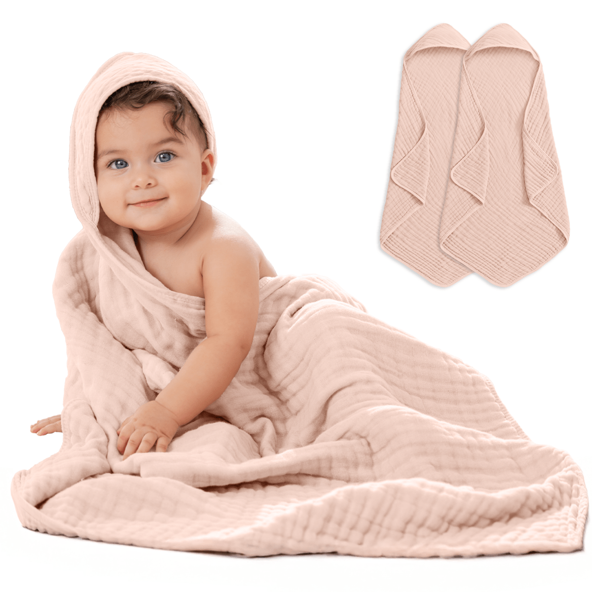 Comfy Cubs Comfy Cubs Baby Hooded Towels Blush Bath Wrap For Babies - Everetts Place Boutique - 