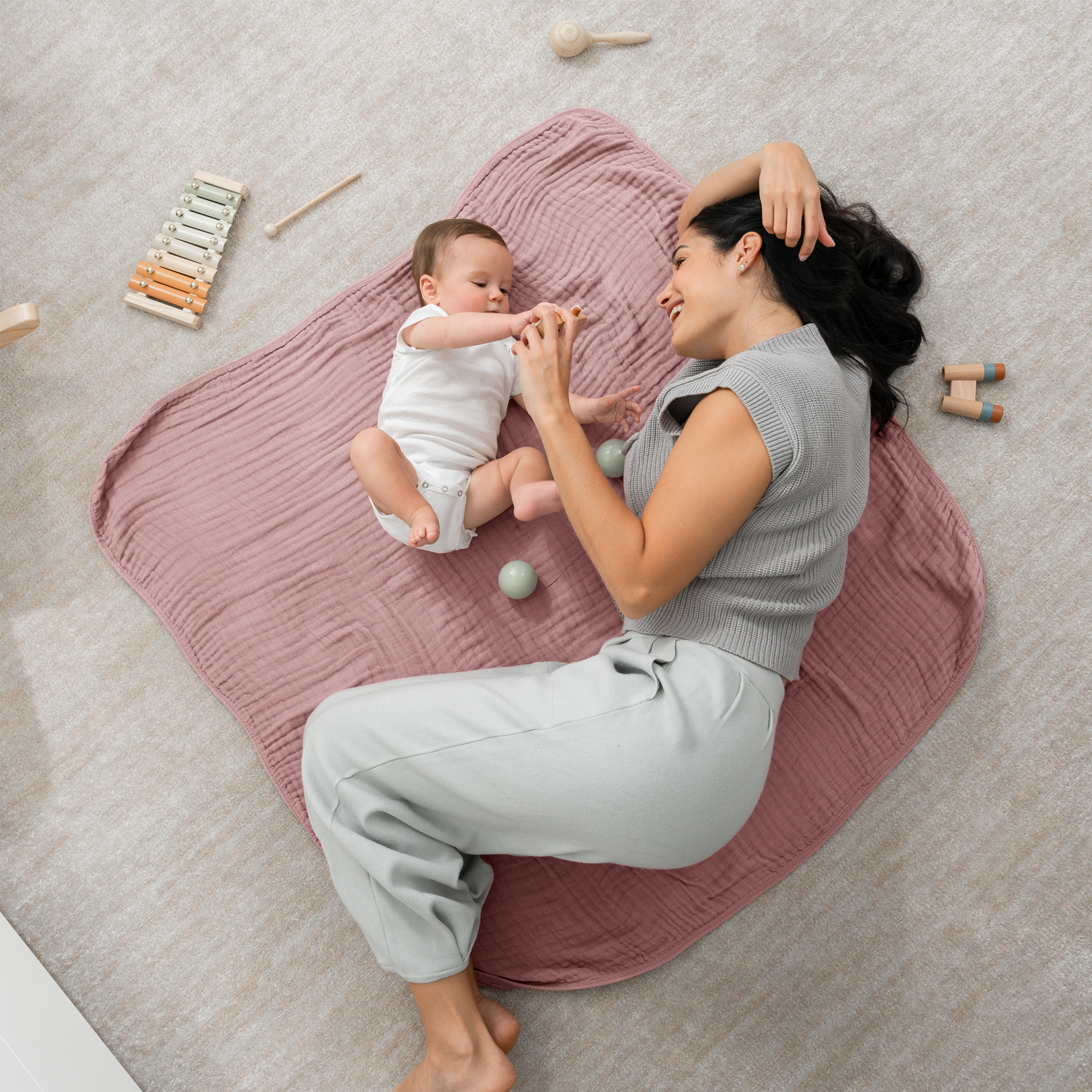 Comfy Cubs Baby Muslin Blanket Mauve Soft Cozy Large Comfy Cubs Everetts Place: Online Boutique
