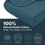 Comfy Cubs Baby Muslin Blanket Neptune Blue Cozy Snug Comfy Cubs Everetts Place: Online Boutique