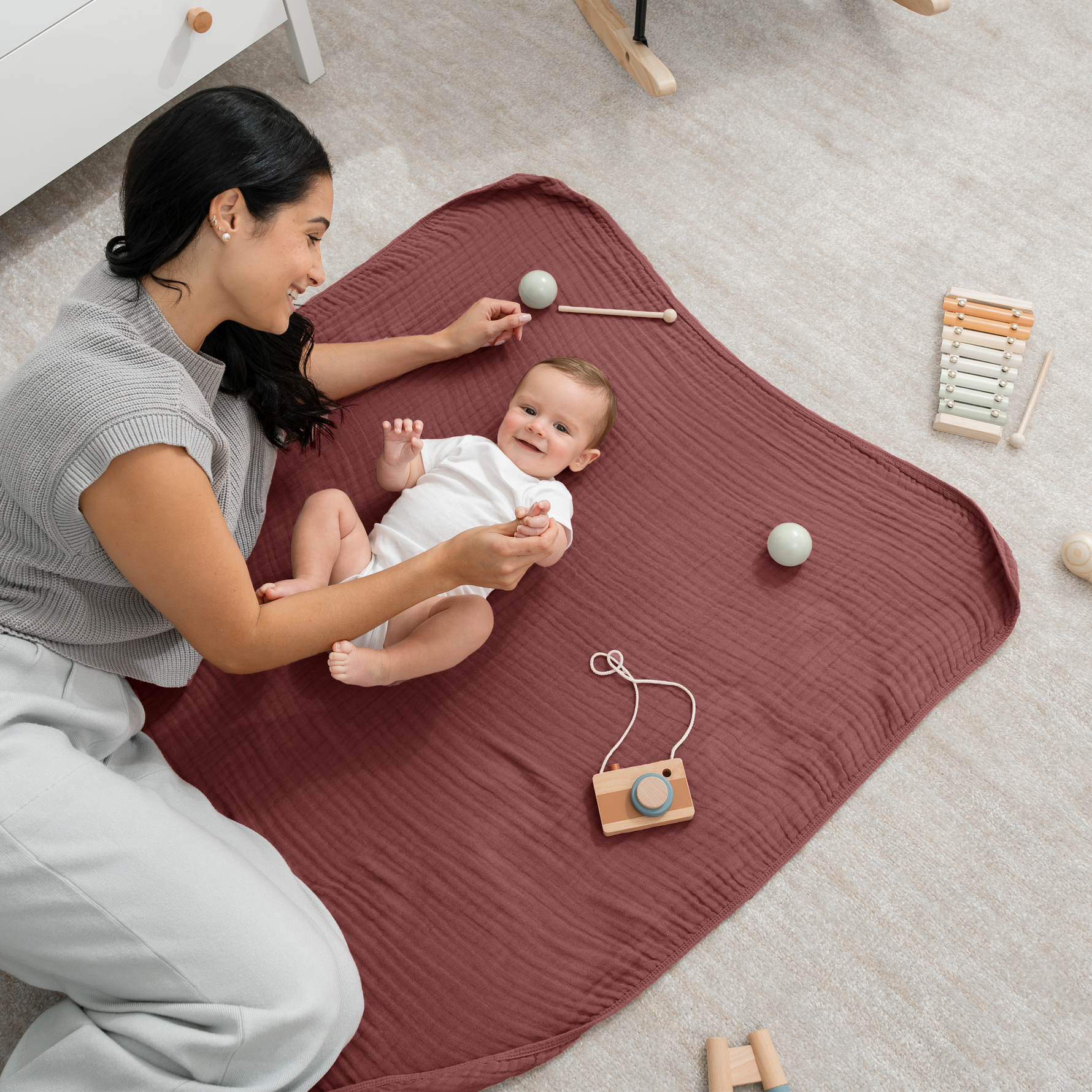 Comfy Cubs Baby Muslin Blanket in Wine Color Soft Cozy Comfy Cubs Everetts Place: Online Boutique