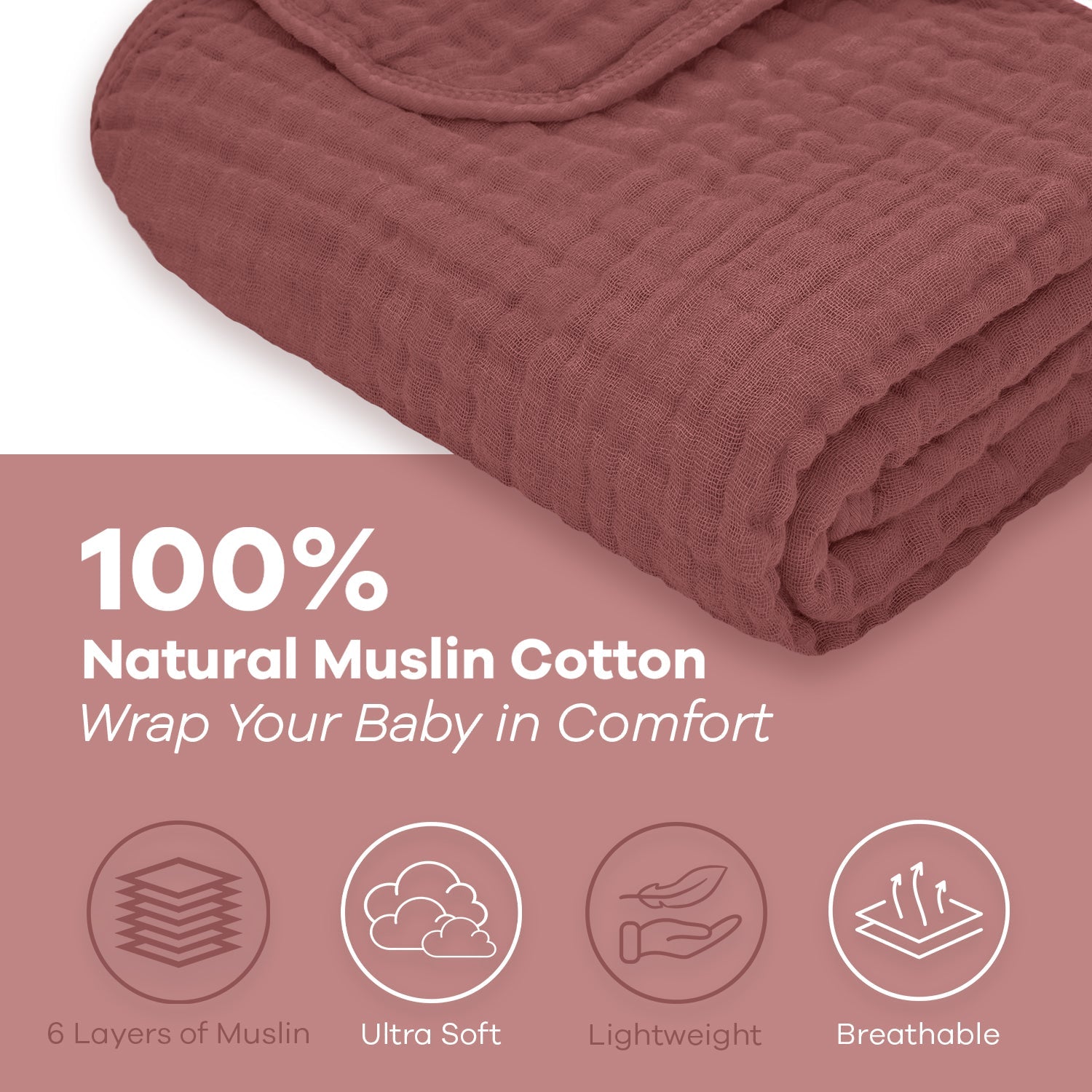 Comfy Cubs Baby Muslin Blanket in Wine Color Soft Cozy Comfy Cubs Everetts Place: Online Boutique