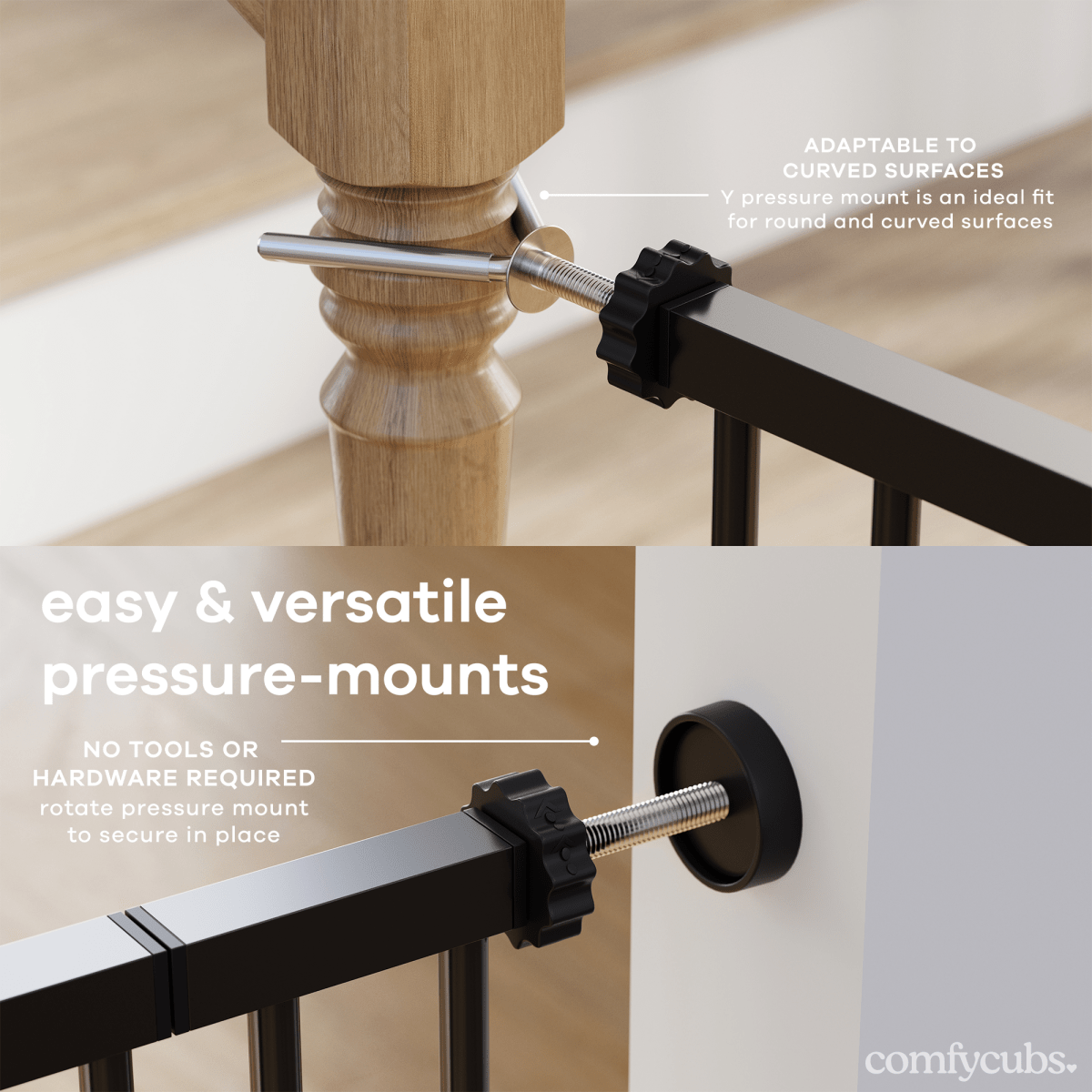 Comfy Cubs Comfy Cubs Baby Safety Gate Black For Stairs Pet Friendly - Everetts Place Boutique - 