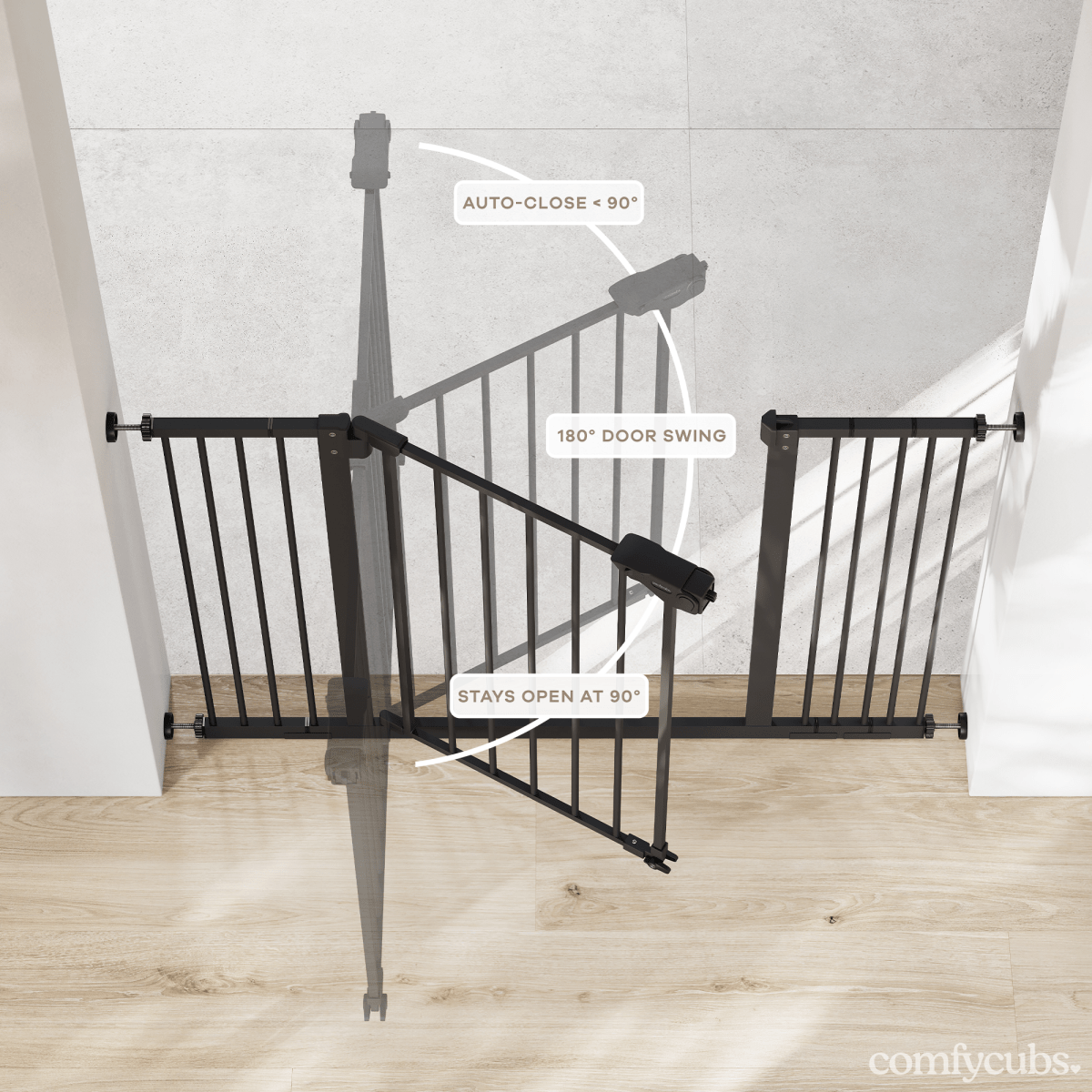 Comfy Cubs Comfy Cubs Baby Safety Gate Black For Stairs Pet Friendly - Everetts Place Boutique - 