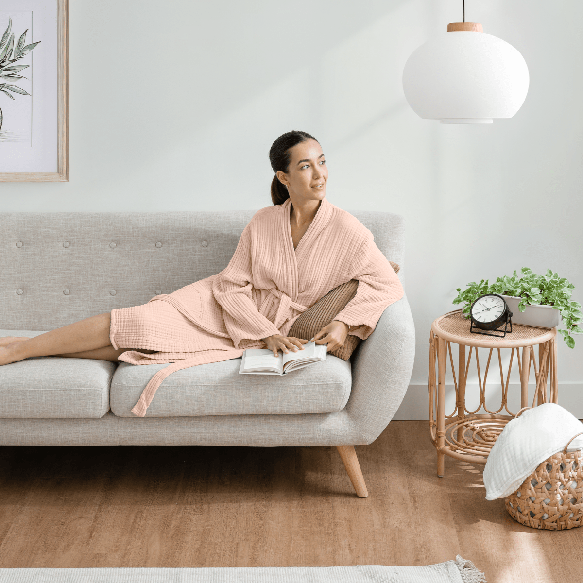 Comfy Cubs Comfy Cubs Blush Muslin Bathrobe Hooded With Layered Weave - Everetts Place Boutique - 