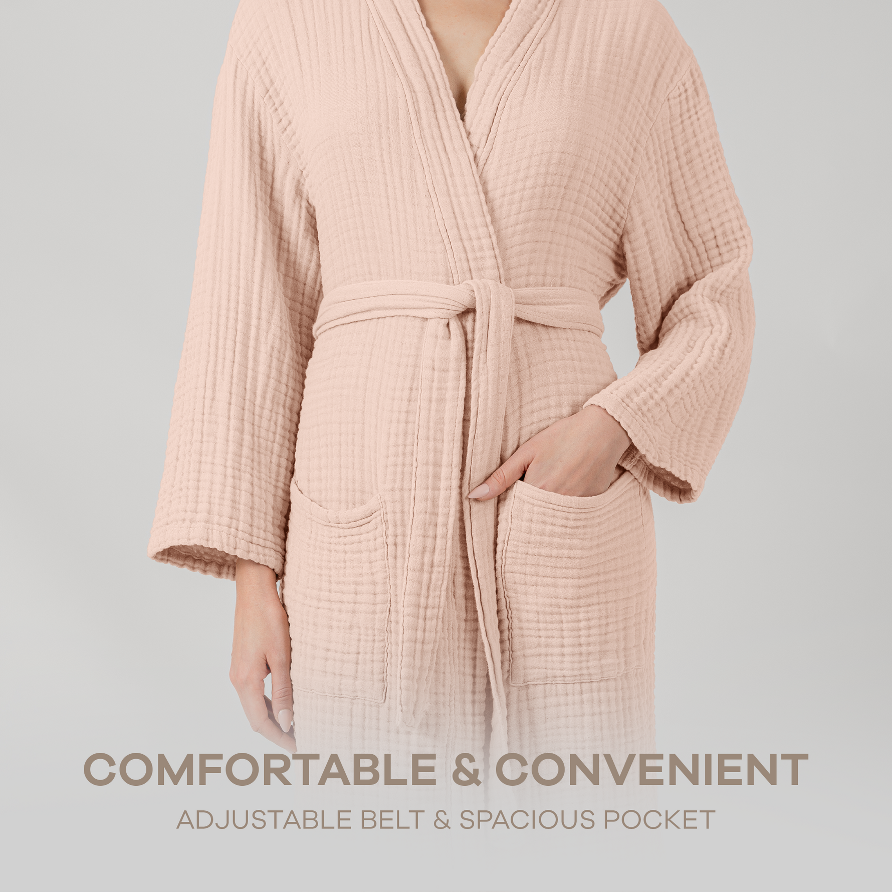 Comfy Cubs Blush Muslin Bathrobe Hooded With Layered Weave Comfy Cubs Everetts Place: Online Boutique