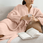 Comfy Cubs Blush Muslin Bathrobe Hooded With Layered Weave Comfy Cubs Everetts Place: Online Boutique