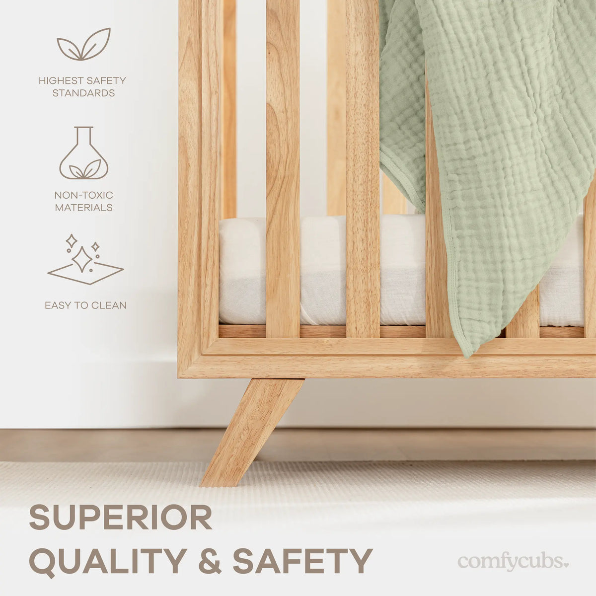 Comfy Cubs Convertible Baby Crib Natural Wood For 0 To 3 Years Comfy Cubs 
