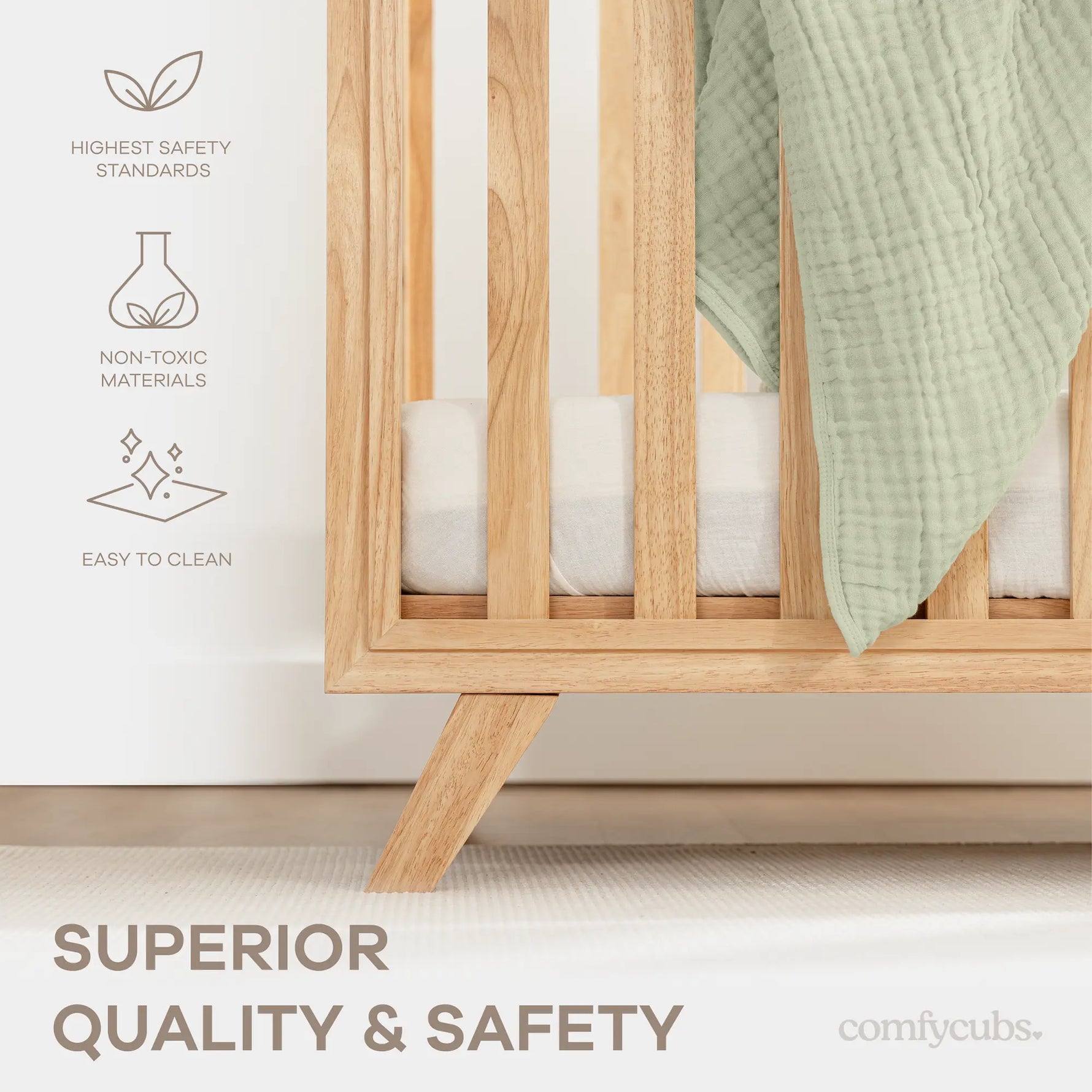 Comfy Cubs Convertible Baby Crib Natural Wood For 0 To 3 Years Comfy Cubs 