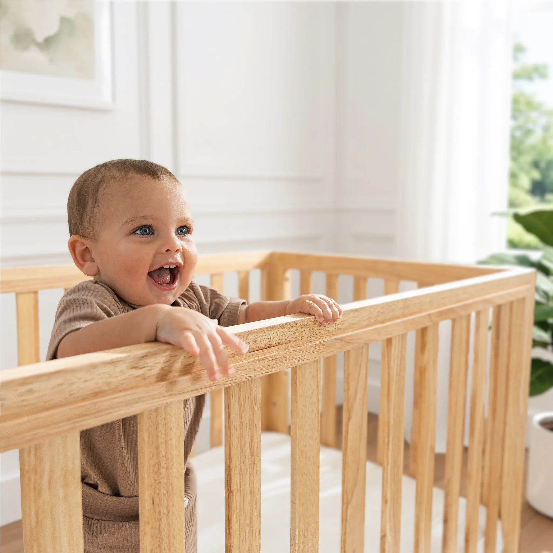 Comfy Cubs Convertible Baby Crib Natural Wood For 0 To 3 Years Comfy Cubs 