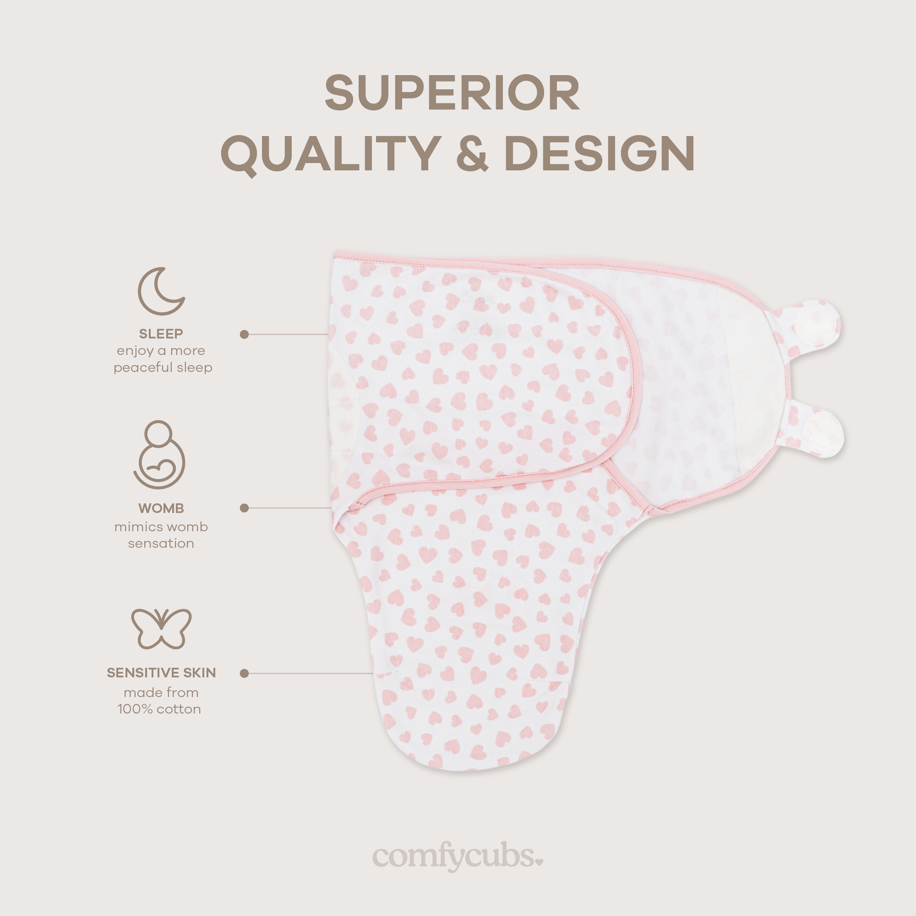 Comfy Cubs Easy Swaddle Blankets Pink Pack Of 3 Newborn Comfy Cubs Everetts Place: Online Boutique