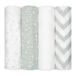 Comfy Cubs Green Muslin Swaddle Blankets 4 Pack Set Comfy Cubs Everetts Place: Online Boutique