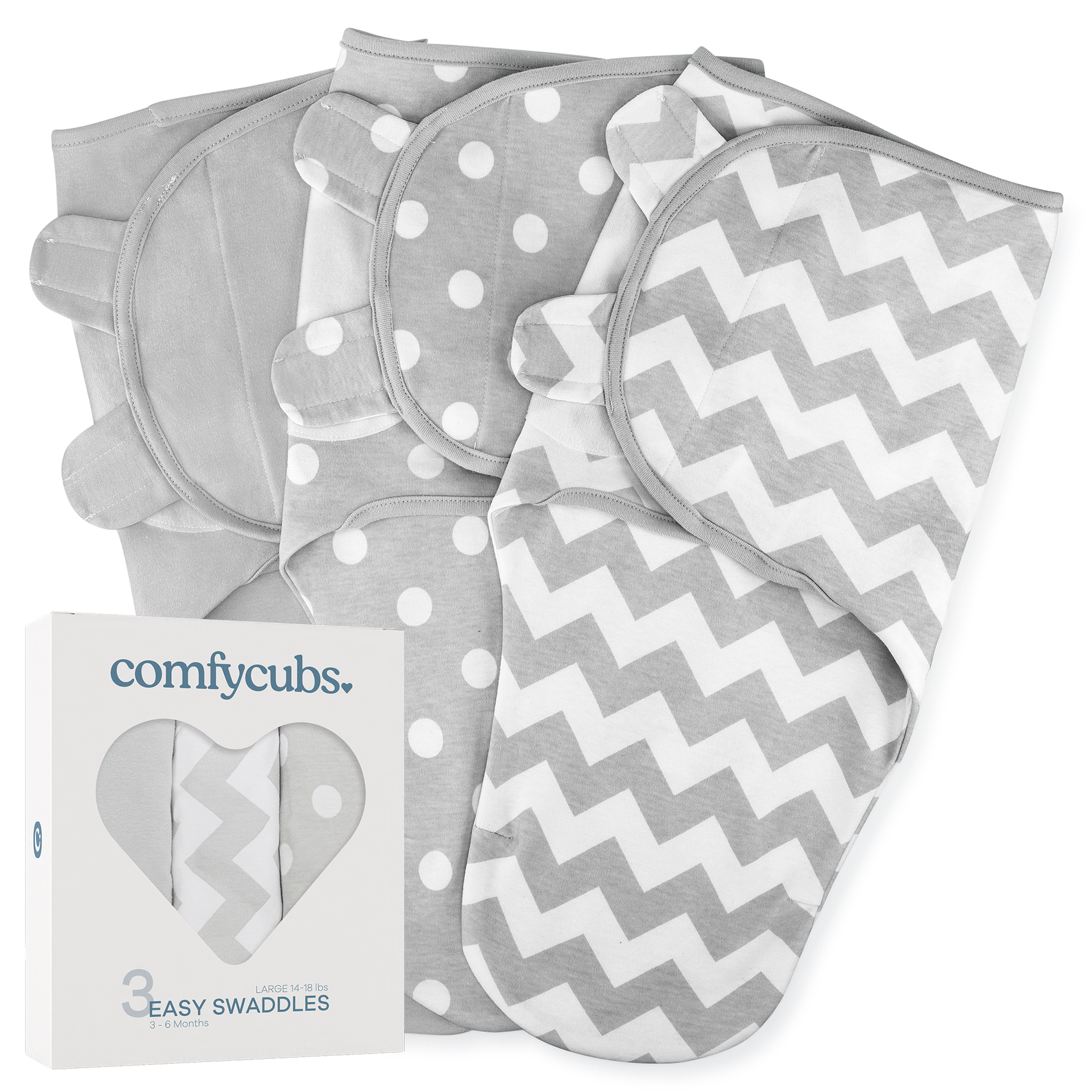 Comfy Cubs Grey Swaddle Blankets Pack Of 3 For Newborns Cozy Comfy Cubs Everetts Place: Online Boutique 29.99