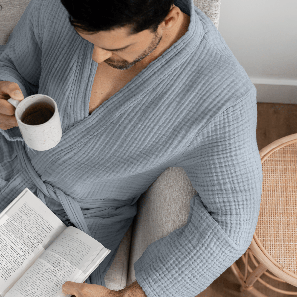 Comfy Cubs Comfy Cubs Pacific Blue Muslin Bathrobe 100 Percent Cotton - Everetts Place Boutique - 