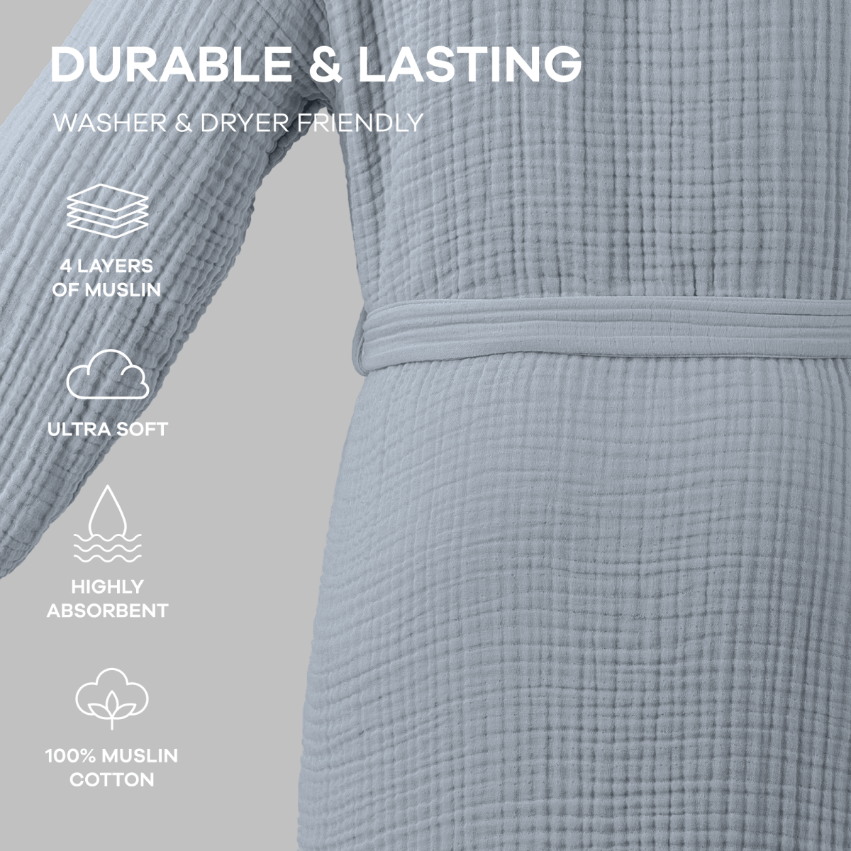 Comfy Cubs Comfy Cubs Pacific Blue Muslin Bathrobe 100 Percent Cotton - Everetts Place Boutique - 