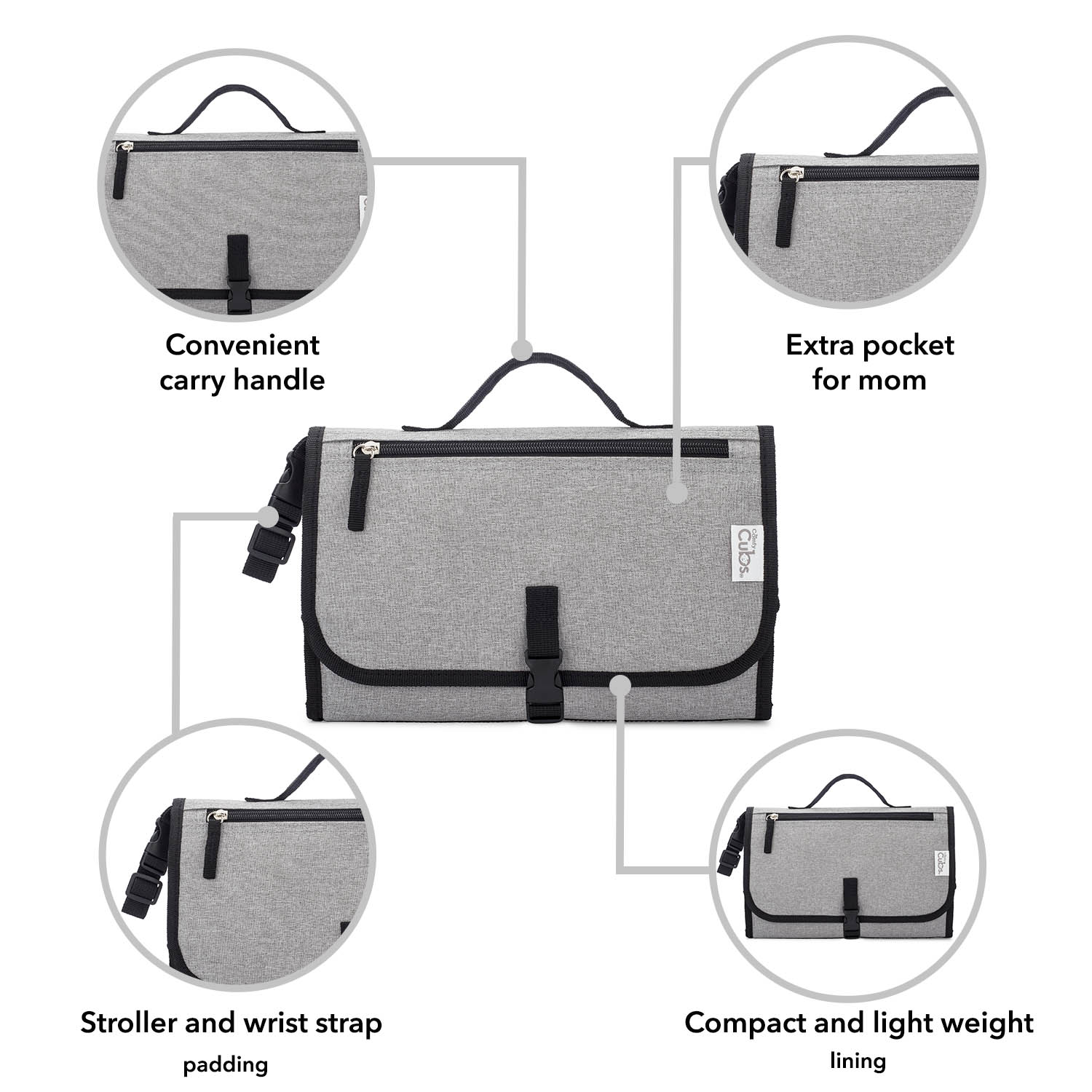 Comfy Cubs Portable Changing Pad Solid Grey On The Go Comfy Cubs Everetts Place: Online Boutique