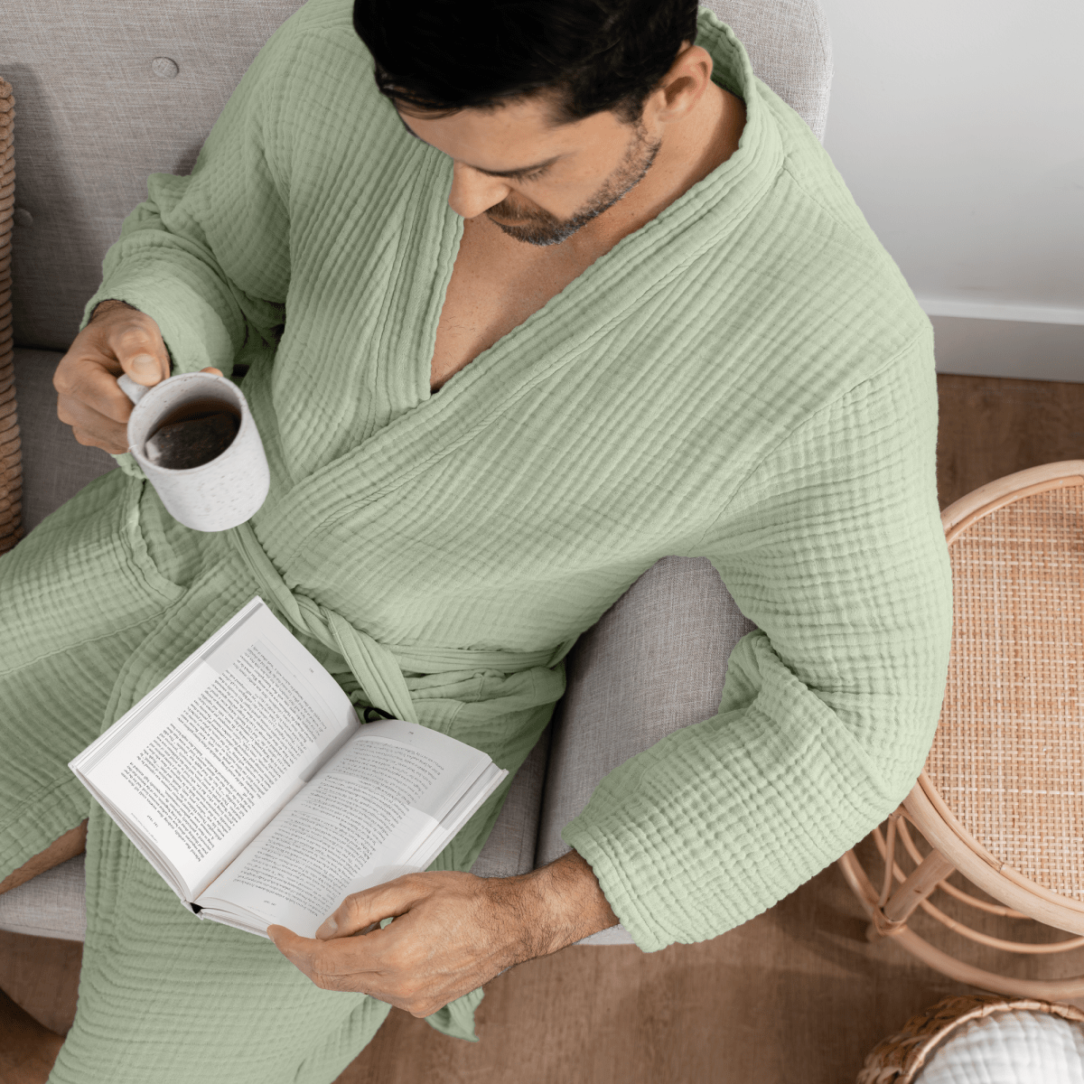 Comfy Cubs Comfy Cubs Sage Muslin Bathrobe Hooded After Bath Time - Everetts Place Boutique - 