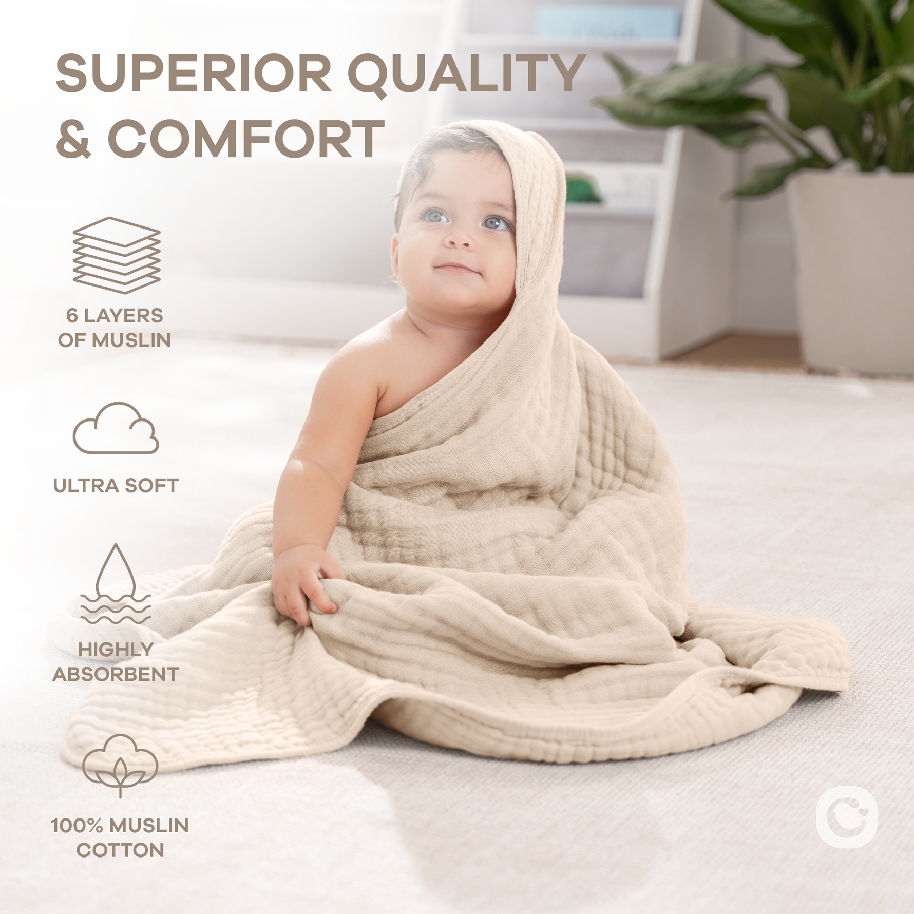 Comfy Cubs Sand Baby Hooded Soft Bath Towel For Babies Comfy Cubs Everetts Place: Online Boutique