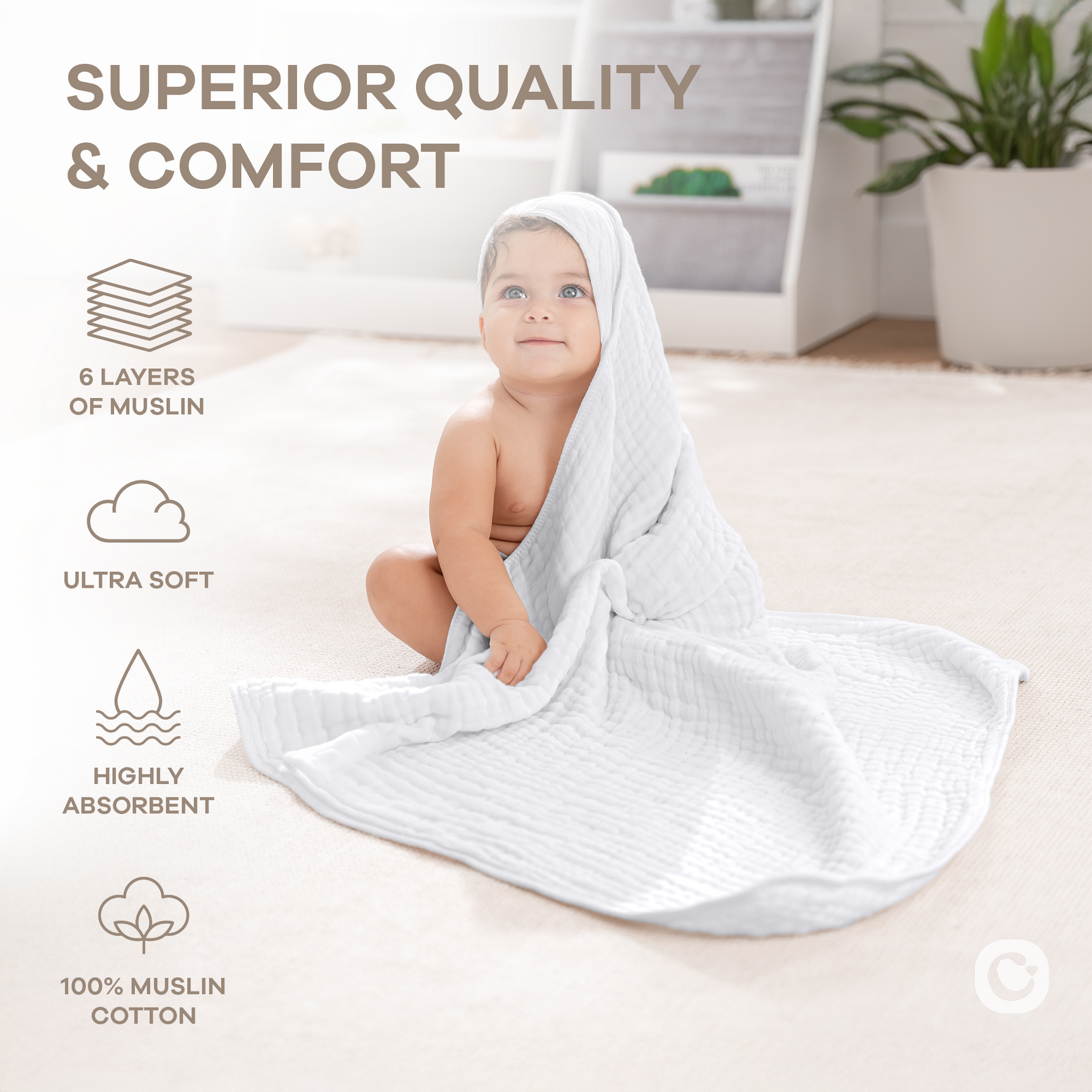 Comfy Cubs Soft Baby Hooded Towel White Plush Bath Wrap Comfy Cubs Everetts Place: Online Boutique