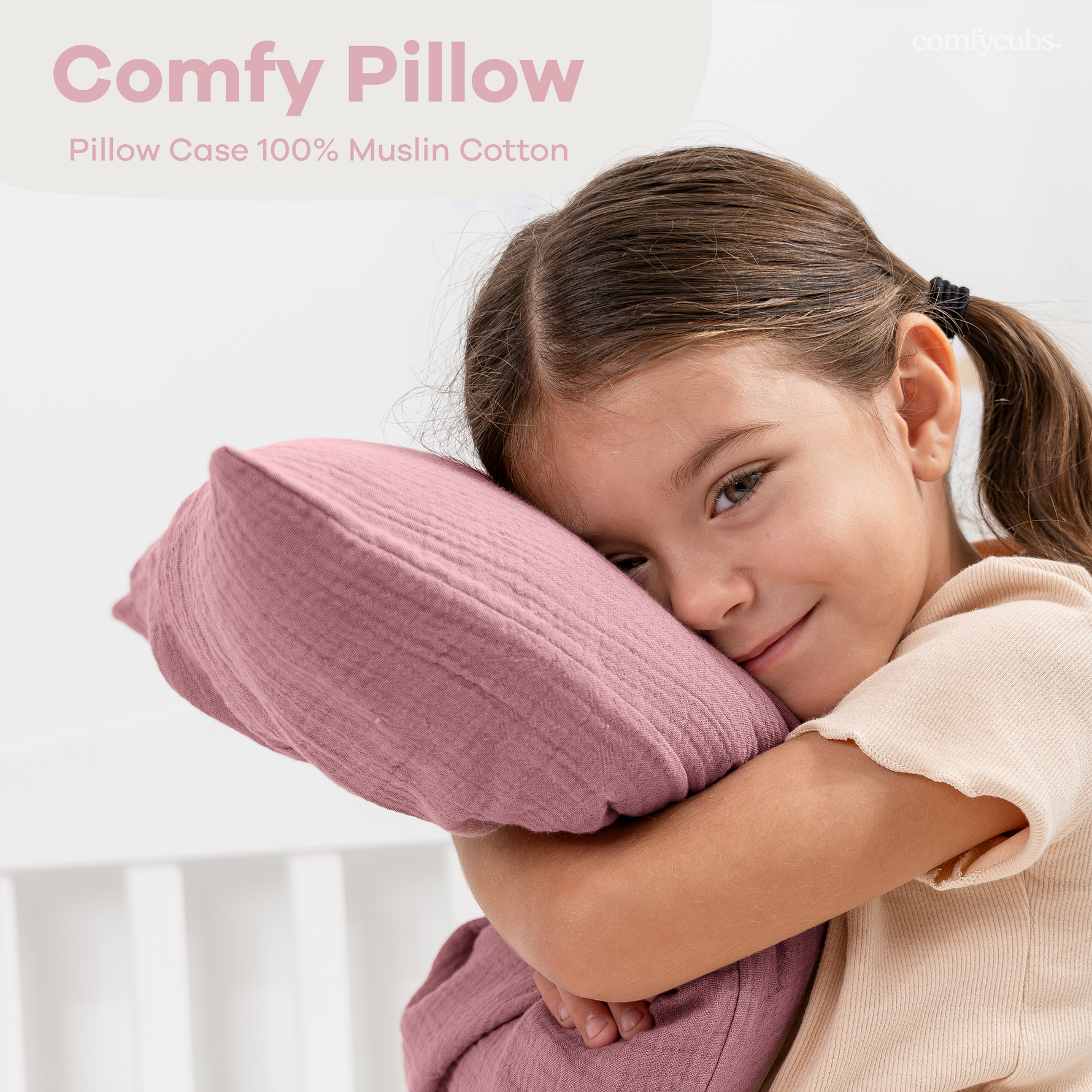 Comfy Cubs Toddler Pillow With Mauve Muslin Pillowcase Comfy Cubs Everetts Place: Online Boutique