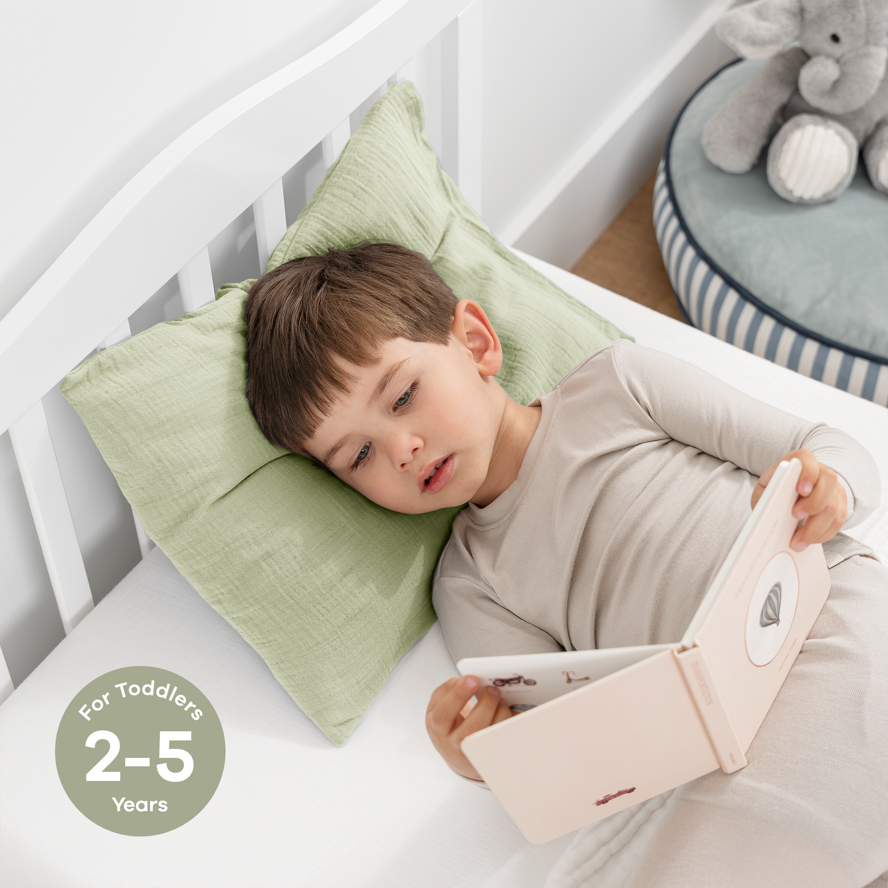 Comfy Cubs Toddler Pillows With Sage Muslin Pillow Case Comfy Cubs Everetts Place: Online Boutique