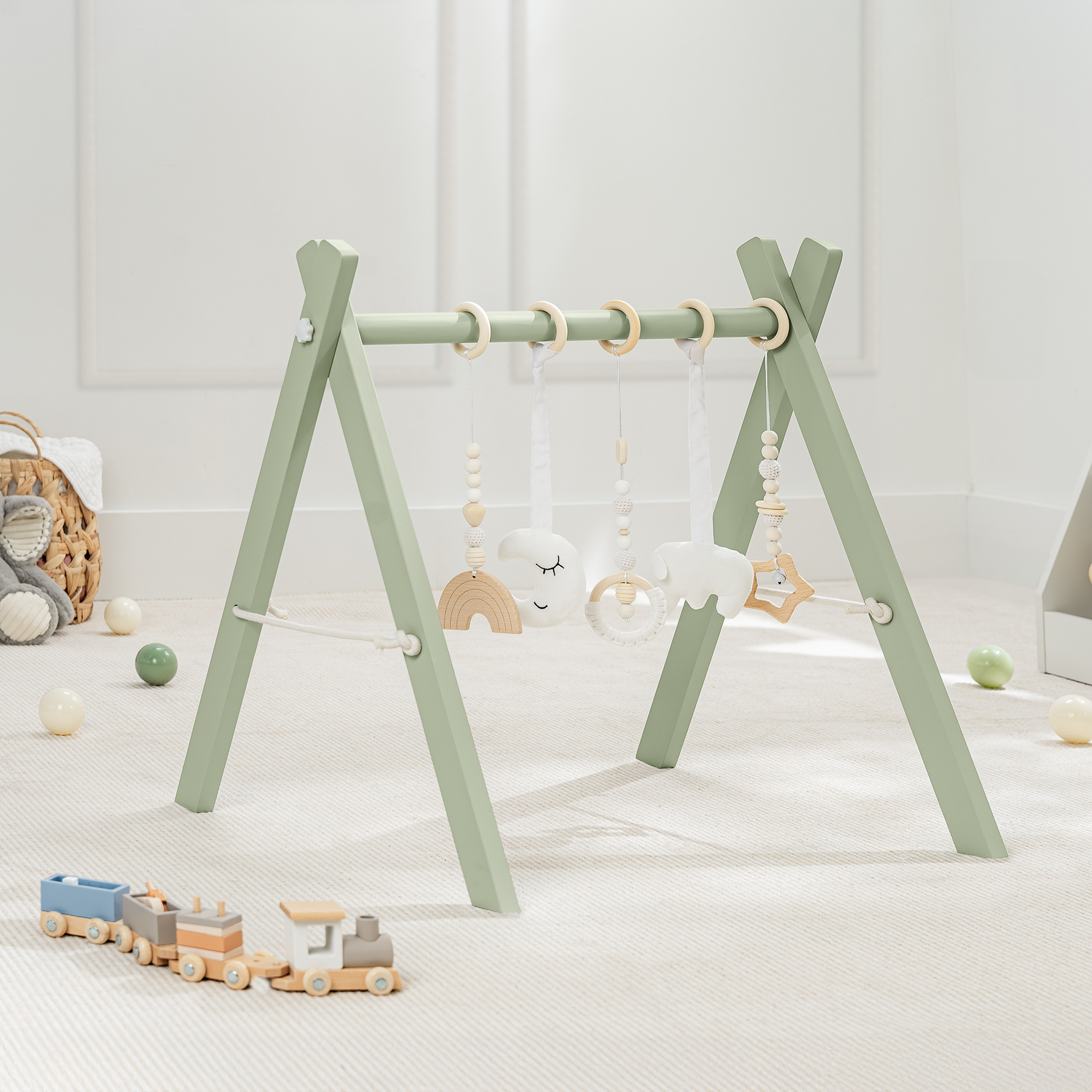 Comfy Cubs Wooden Baby Play Gym Sage Natural Pine Finish Comfy Cubs Everetts Place: Online Boutique
