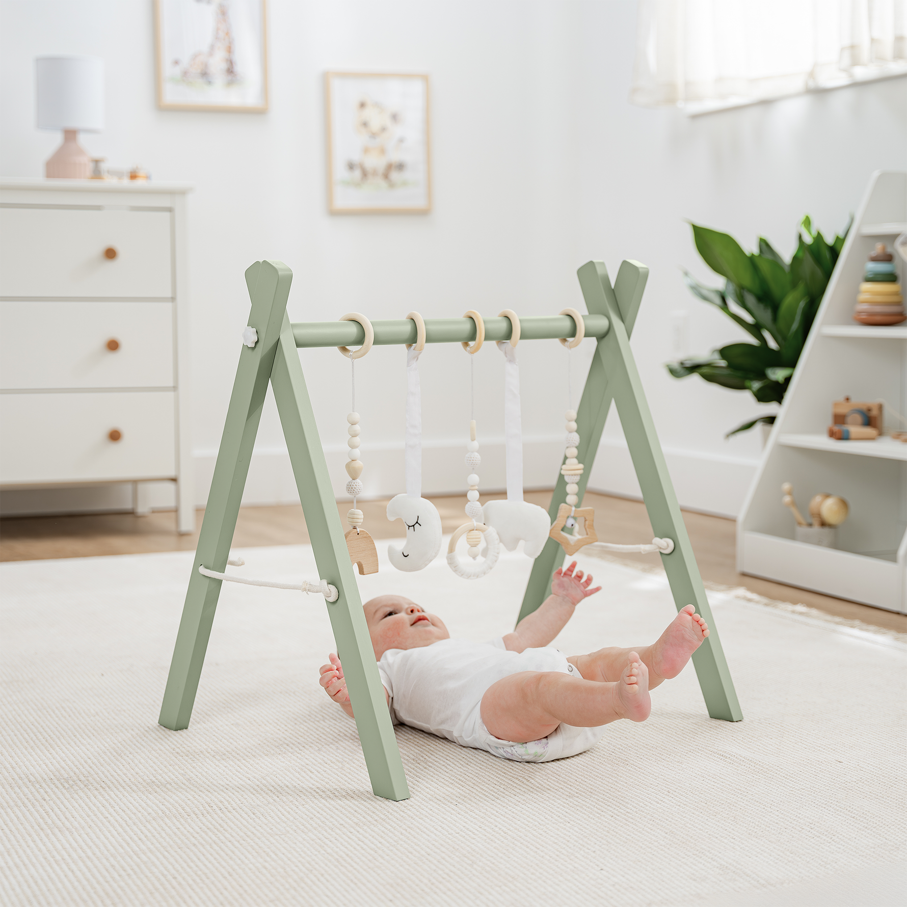 Comfy Cubs Wooden Baby Play Gym Sage Natural Pine Finish Comfy Cubs Everetts Place: Online Boutique