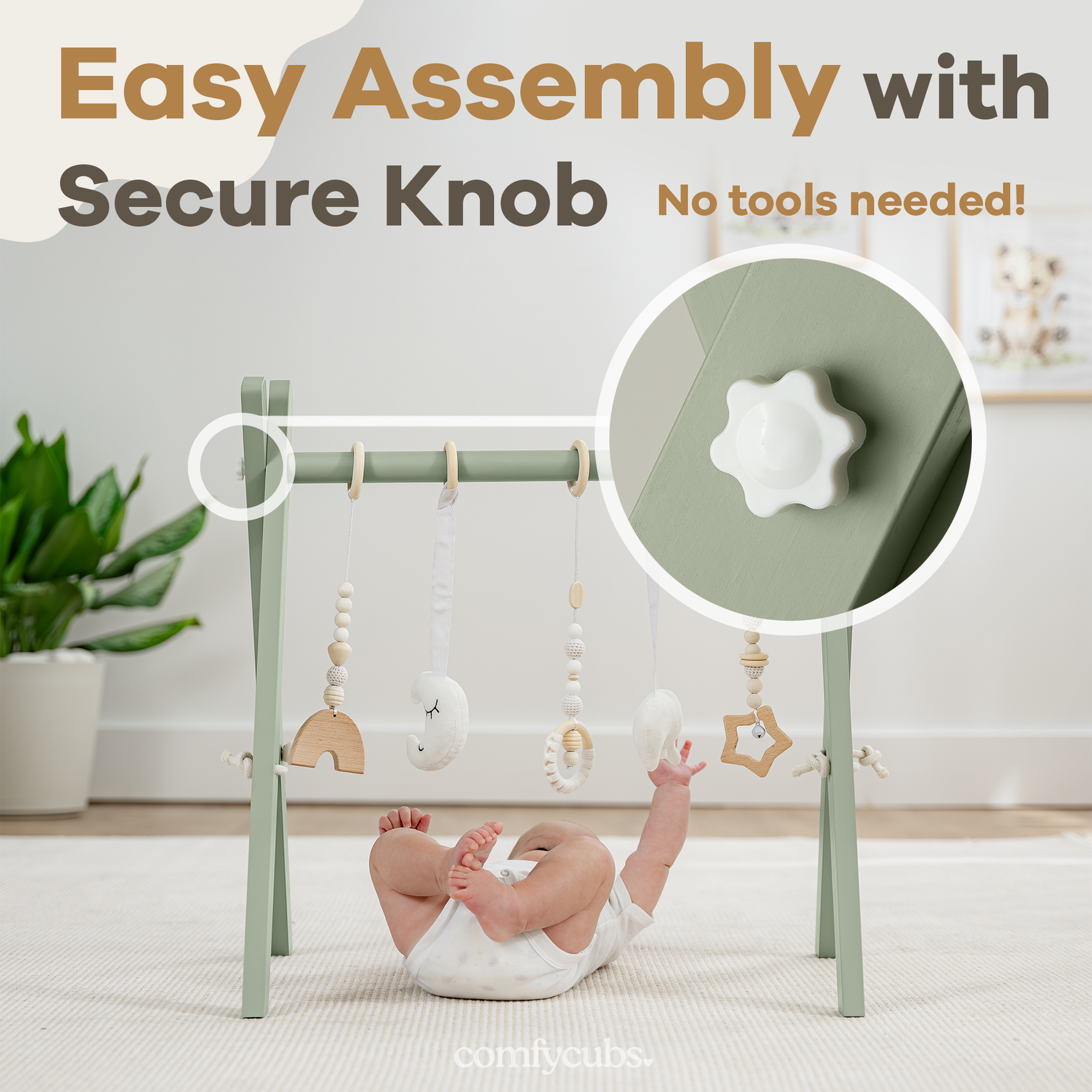 Comfy Cubs Wooden Baby Play Gym Sage Natural Pine Finish Comfy Cubs Everetts Place: Online Boutique