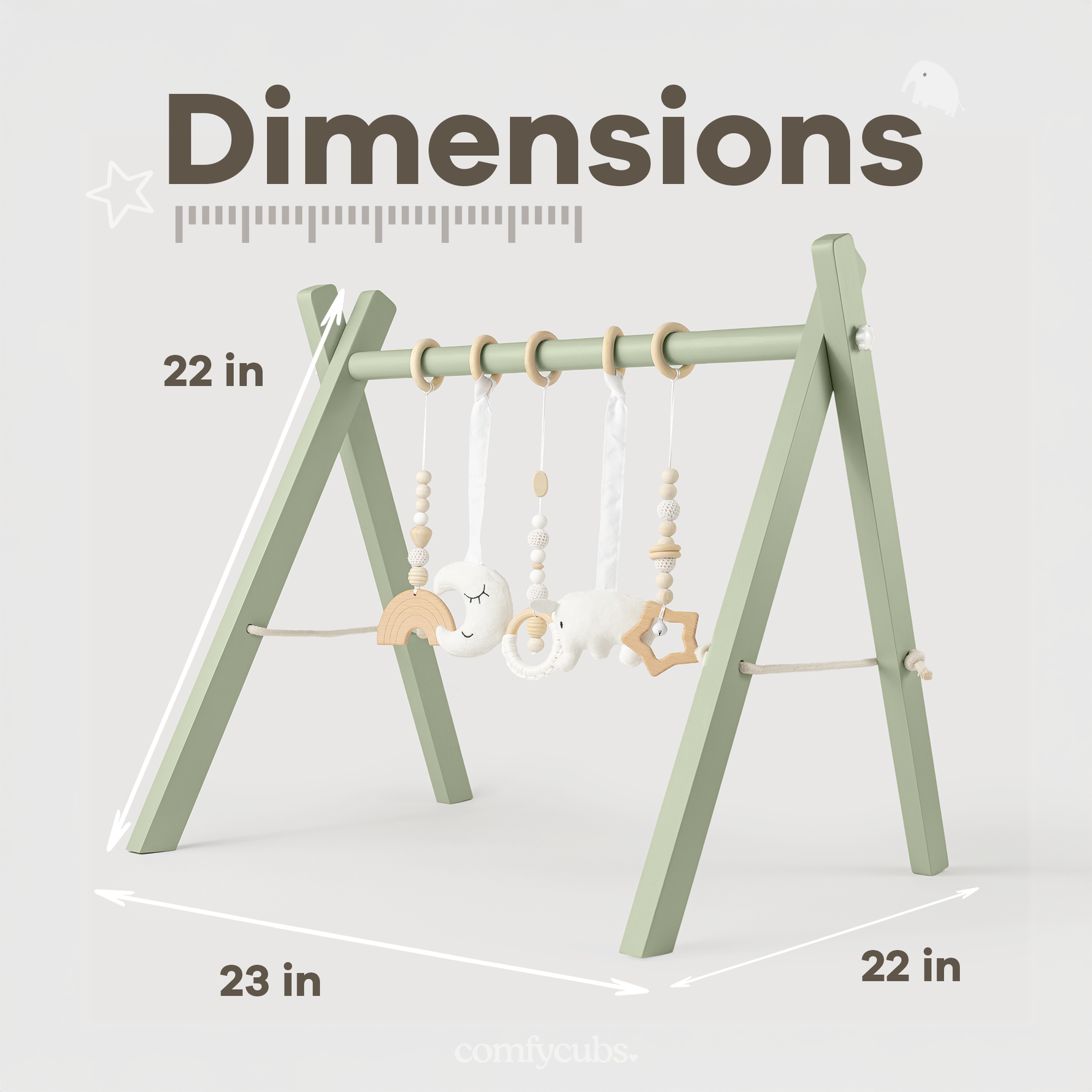 Comfy Cubs Wooden Baby Play Gym Sage Natural Pine Finish Comfy Cubs Everetts Place: Online Boutique