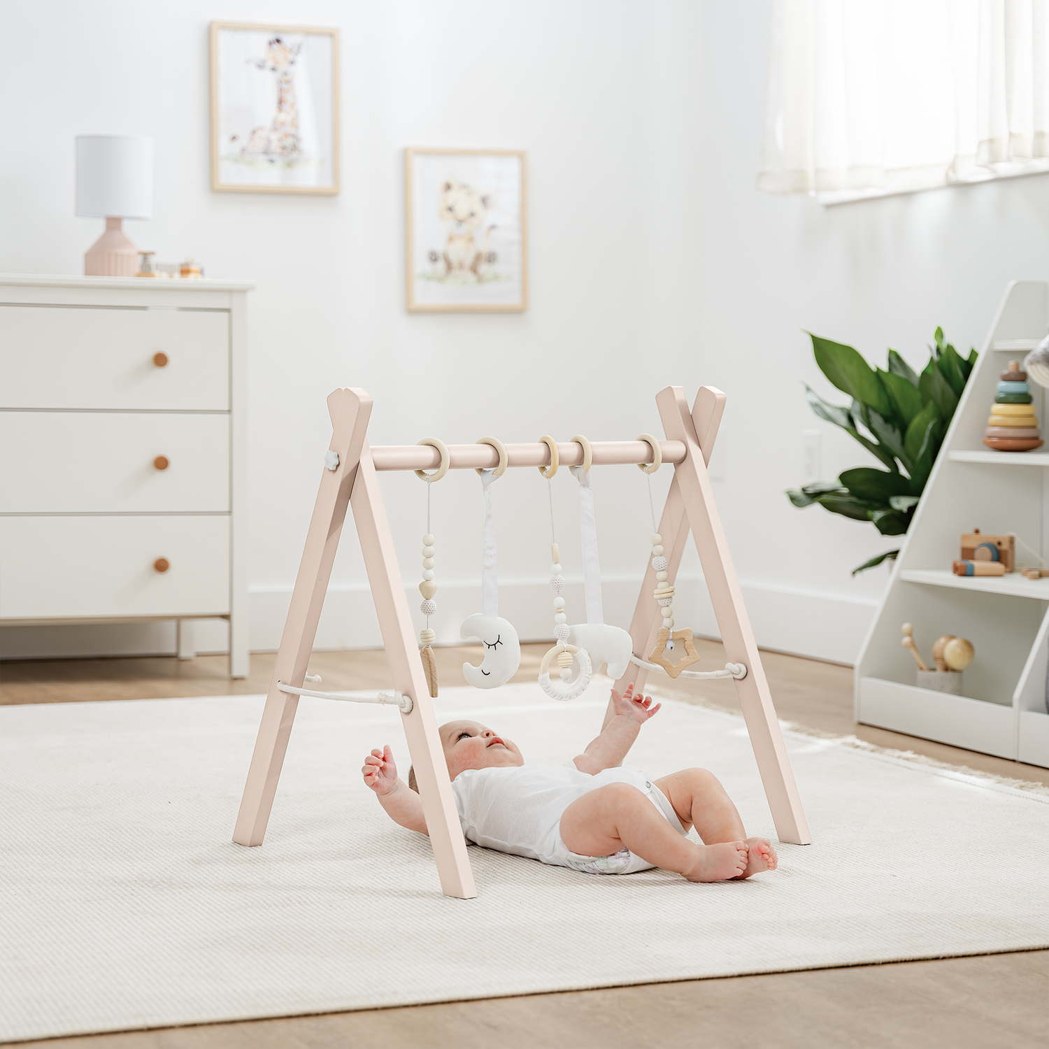 Comfy Cubs Wooden Baby Play Gym in Blush Natural Finish Comfy Cubs Everetts Place: Online Boutique