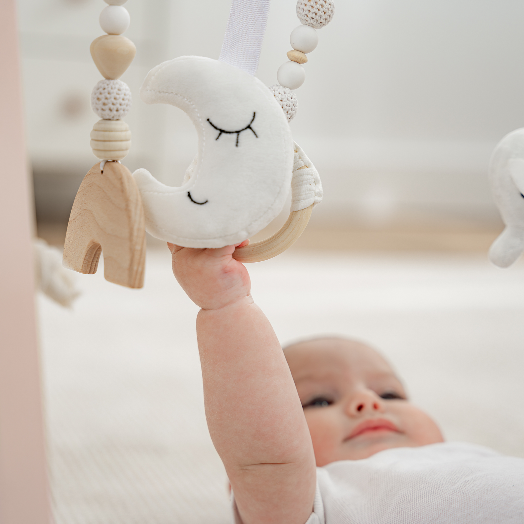 Comfy Cubs Wooden Baby Play Gym in Blush Natural Finish Comfy Cubs Everetts Place: Online Boutique