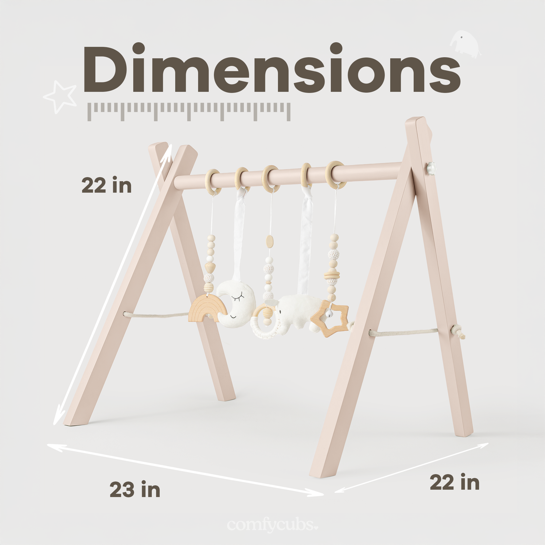 Comfy Cubs Wooden Baby Play Gym in Blush Natural Finish Comfy Cubs Everetts Place: Online Boutique