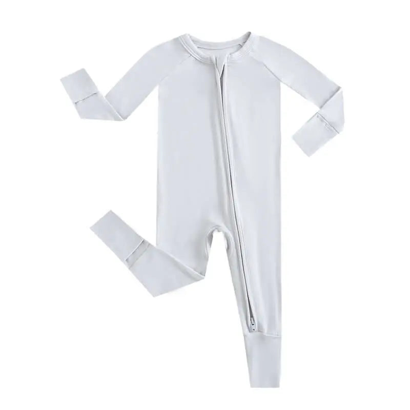 Luxie Charm Comfy Gray Zippered Baby Romper - Everetts Place Boutique - 