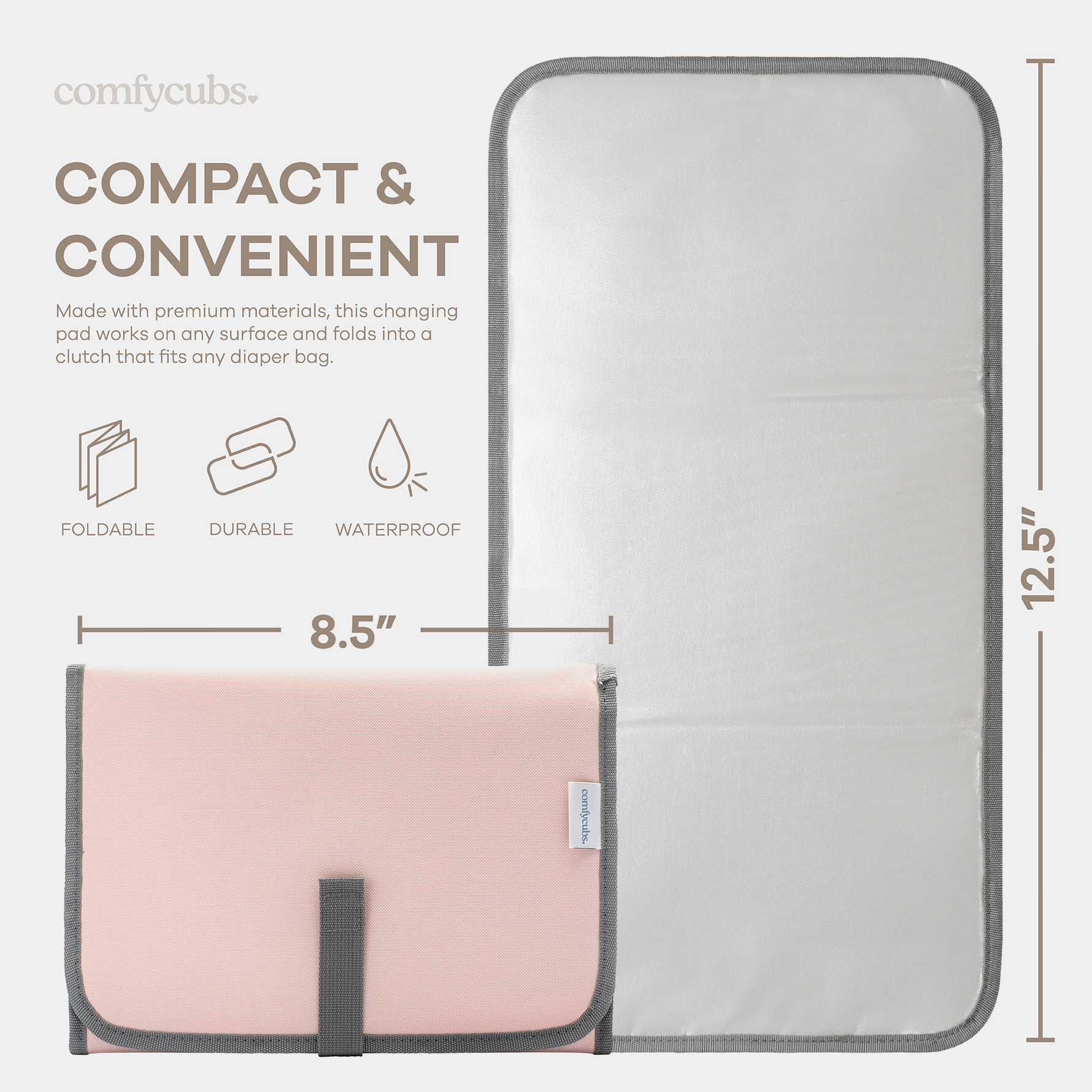 Compact Changing Pad Pink Blush for On the Go Babies Comfy Cubs Everetts Place: Online Boutique