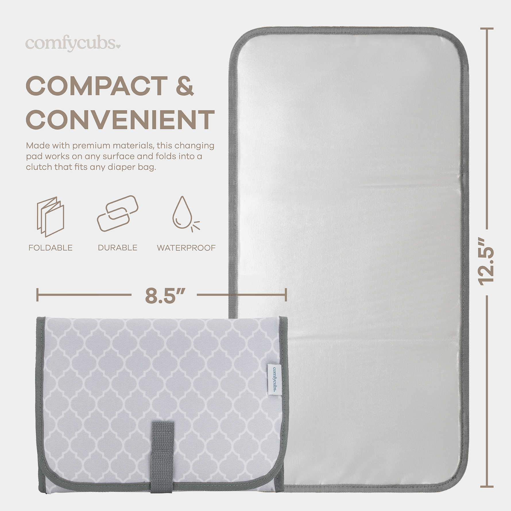 Compact Grey Pattern Changing Pad For Travel And On The Go Comfy Cubs Everetts Place: Online Boutique