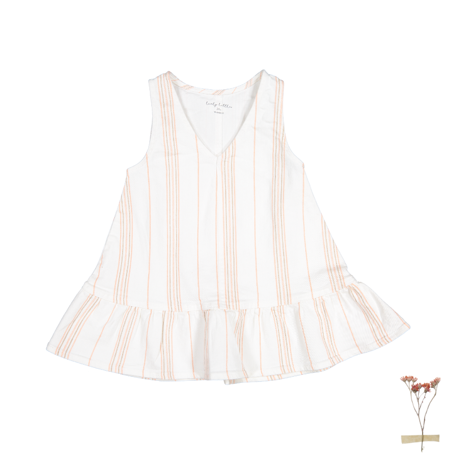 Denim dress in rose and white stripes for a baby or toddler